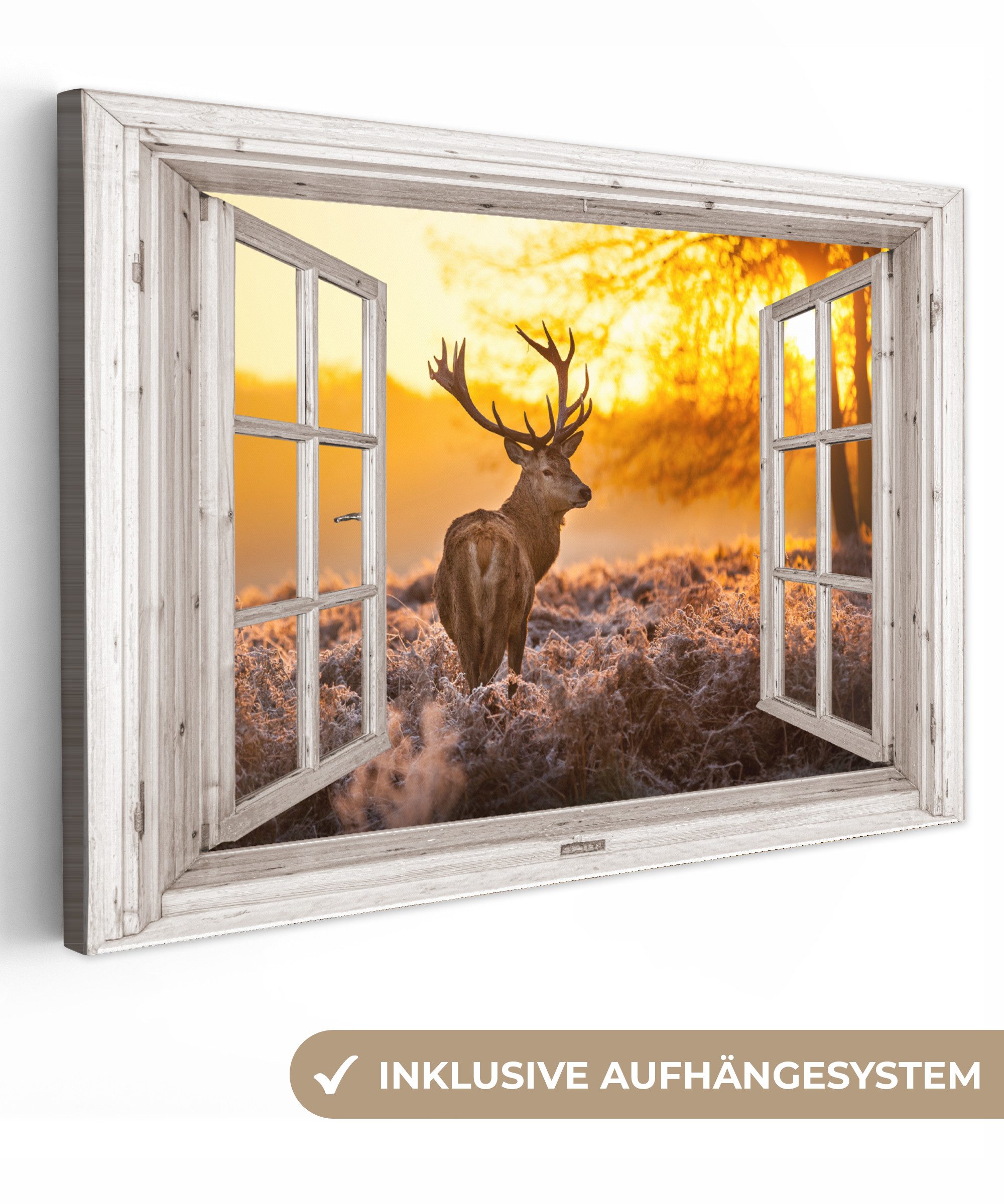 OneMillionCanvasses® Leinwandbild Hirsche - Herbst - günstig online kaufen