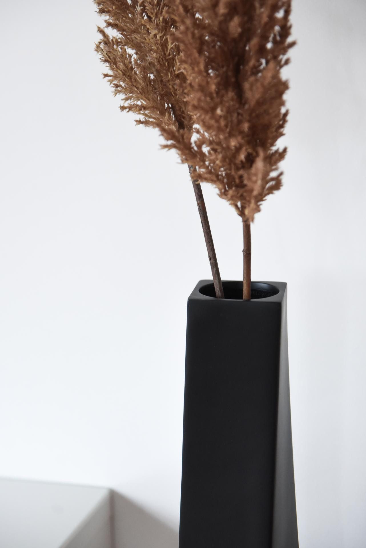 VIVANNO Bodenwindlicht Fiberglas HYDRON Säule - Schwarz Matt (1 St), 11x11x80 cm