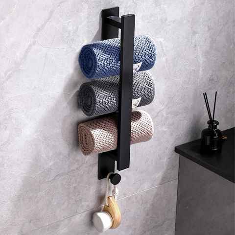 CALIYO Handtuchstange Edelstahl Handtuchhalter, 40cm Gästehandtuchhalter Selbstklebend, Gästehandtücher Handtuch Halter mit Haken für Badezimmer