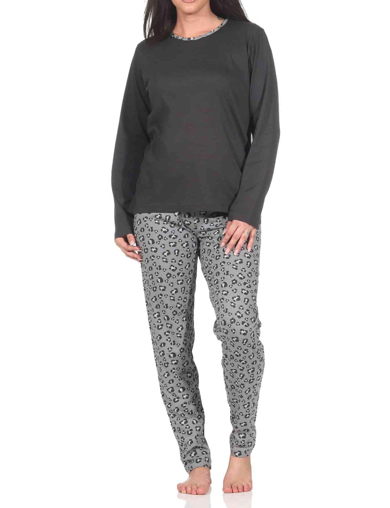 Pyjama Normann Damen langarm Schlafanzug in wunderschönen Animal Print Look