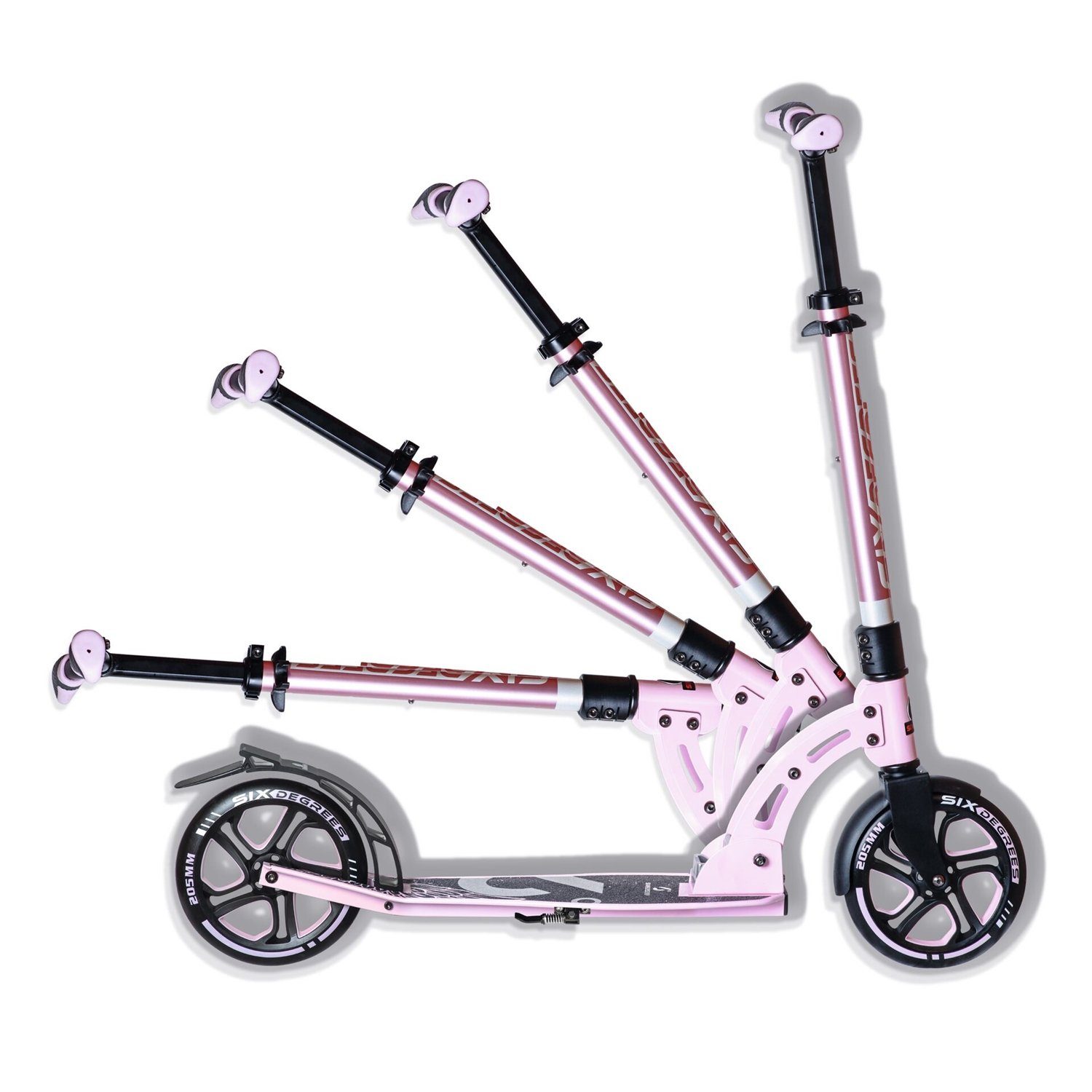 Scooter sports & 569 pastell-pink SIX Aluminium 205 authentic DEGREES Scooter mm toys