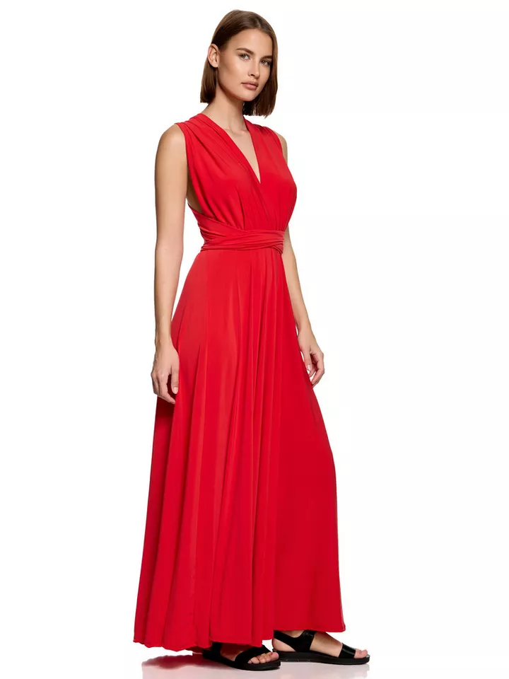Worldclassca Abendkleid Worldclassca Abendkleid Partykleid Lang mit Schlitz Sommerkleid Maxikleid Cocktailkleid Wickelkleid Elegant Schulterfrei Ärmellos