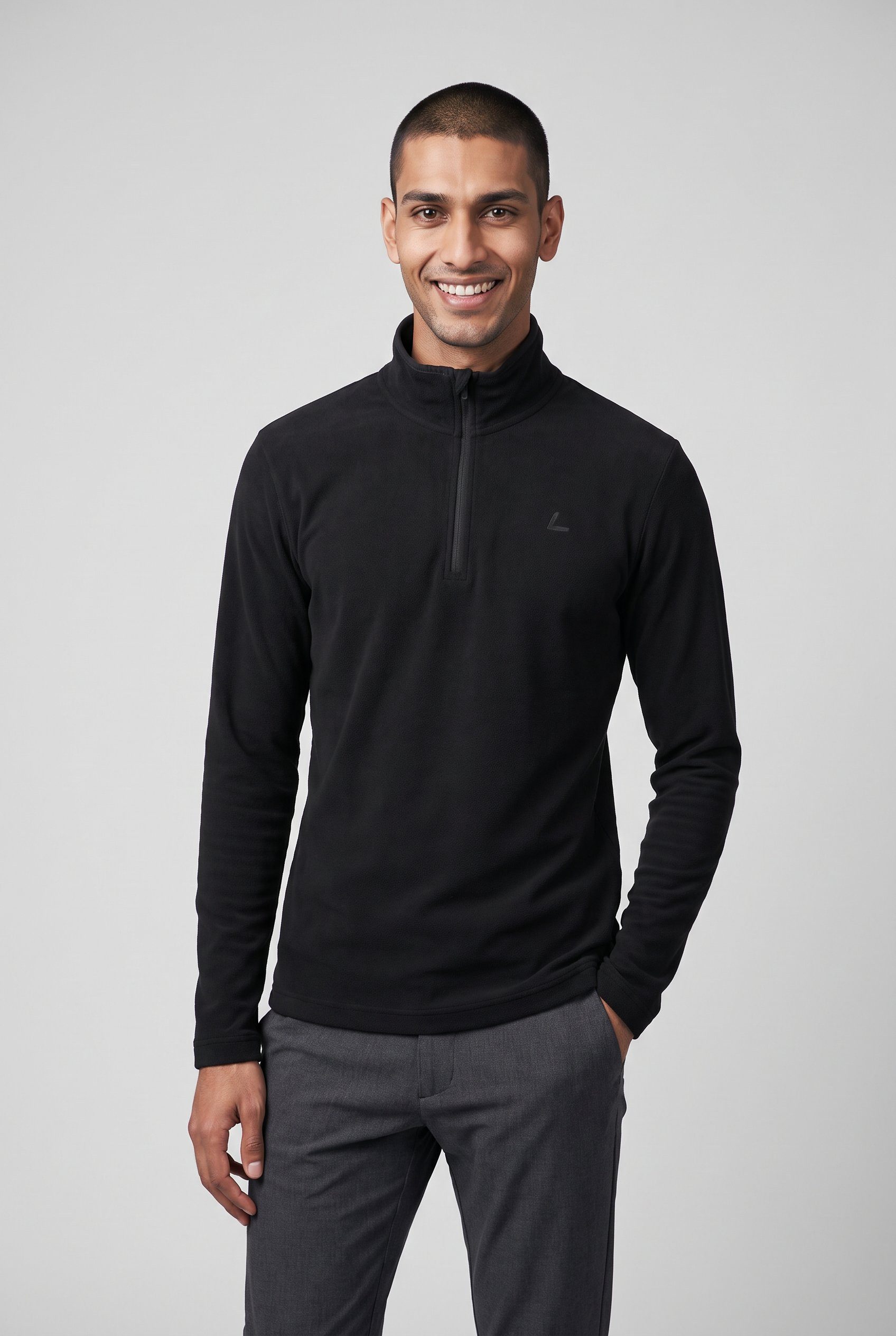 Luhta Fleeceshirt H FLEECESHIRT 1/2 ZIP KANKOLA mit eingesetzten Ärmeln, aus Fleece- und Trikot-Materialmix
