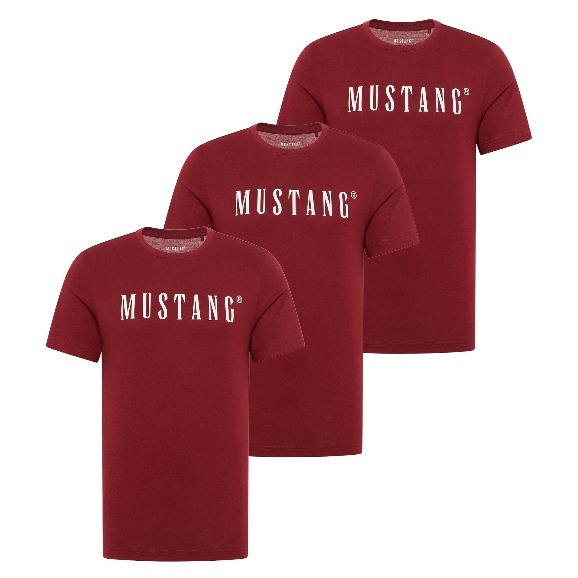 MUSTANG T-Shirt Herren T-Shirt 3er Pack Baumwolle Style Austin 3P (Packung, 3er Pack)