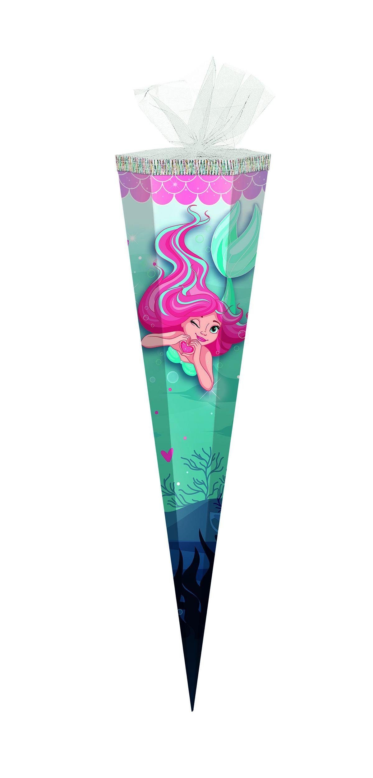 Schultüte Schultüte / Zuckertüte / 85cm / eckig / "Meerjungfrau"