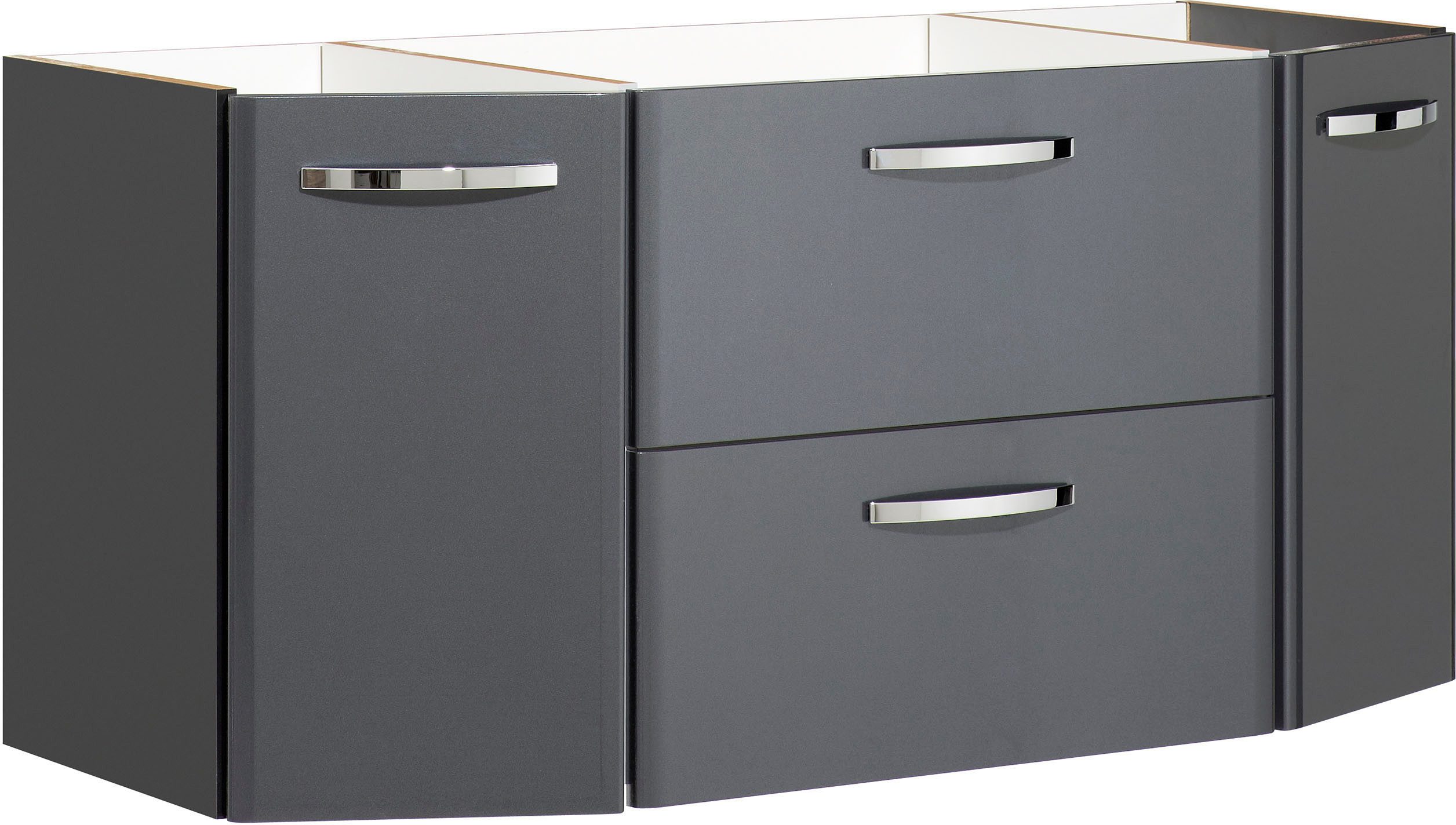 Saphir Badmöbel-Set Quickset 327 2-teilig, Waschplatz und LED-Spiegelschrank, (Set, 2-St), Anthrazit Hochglanz, inkl. Türdämpfer, 5 Türen, 1 Klappe, 1 Schublade