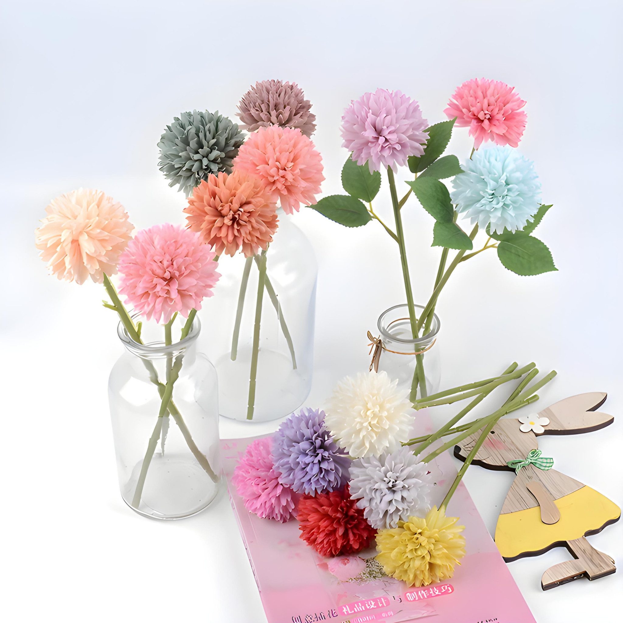 Kunstblumenstrauß Blumenstrauß, Kunstrosen, Hortensien, Kunstblumen Bündel Hortensien, HS.SUPPLY, Hortensienstrauß täuschend echt, Blumenbündel, Höhe 29cm