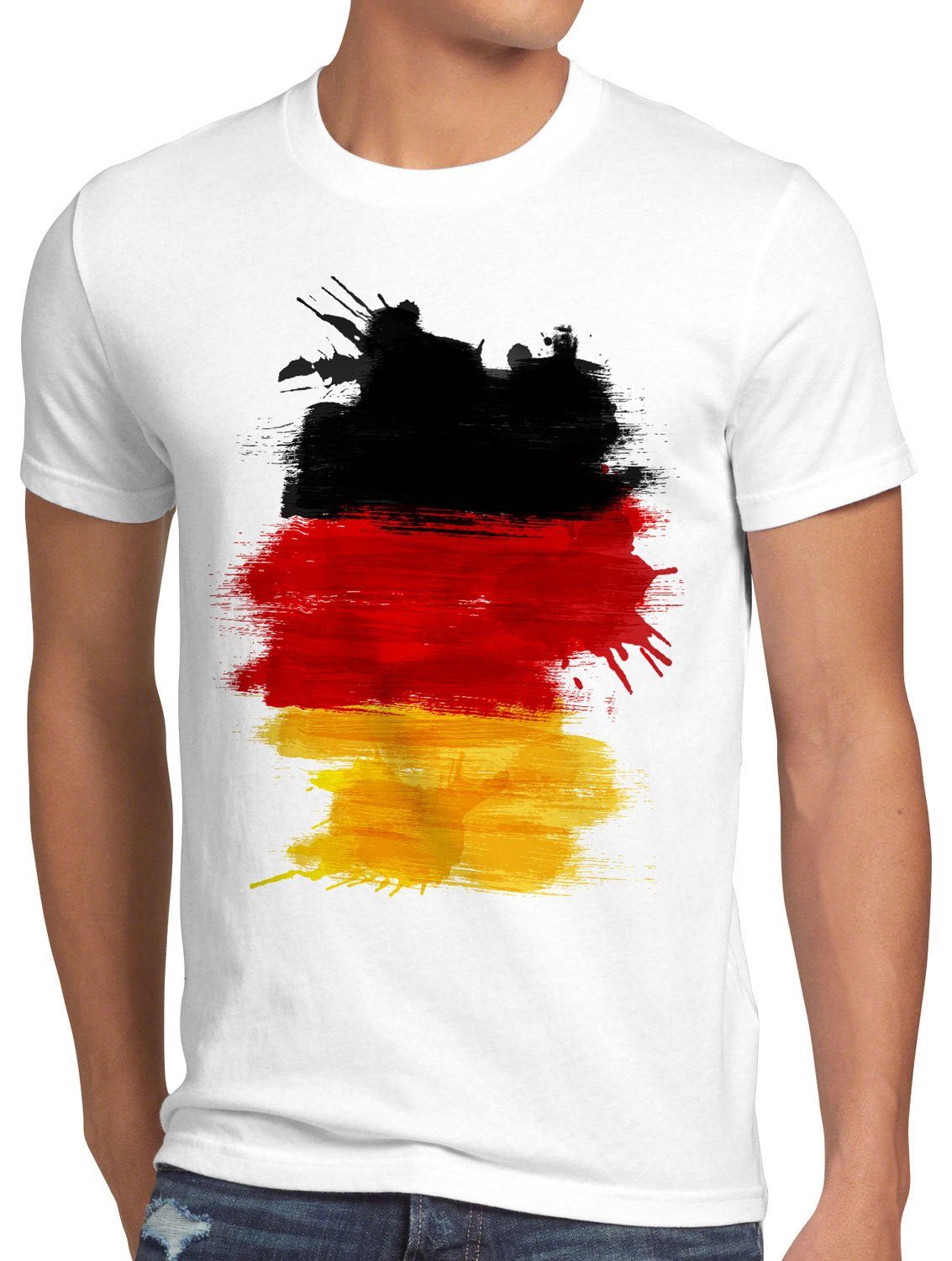 style3 Print-Shirt Herren T-Shirt Flagge Deutschland Fußball Sport Germany WM EM Fahne weiß
