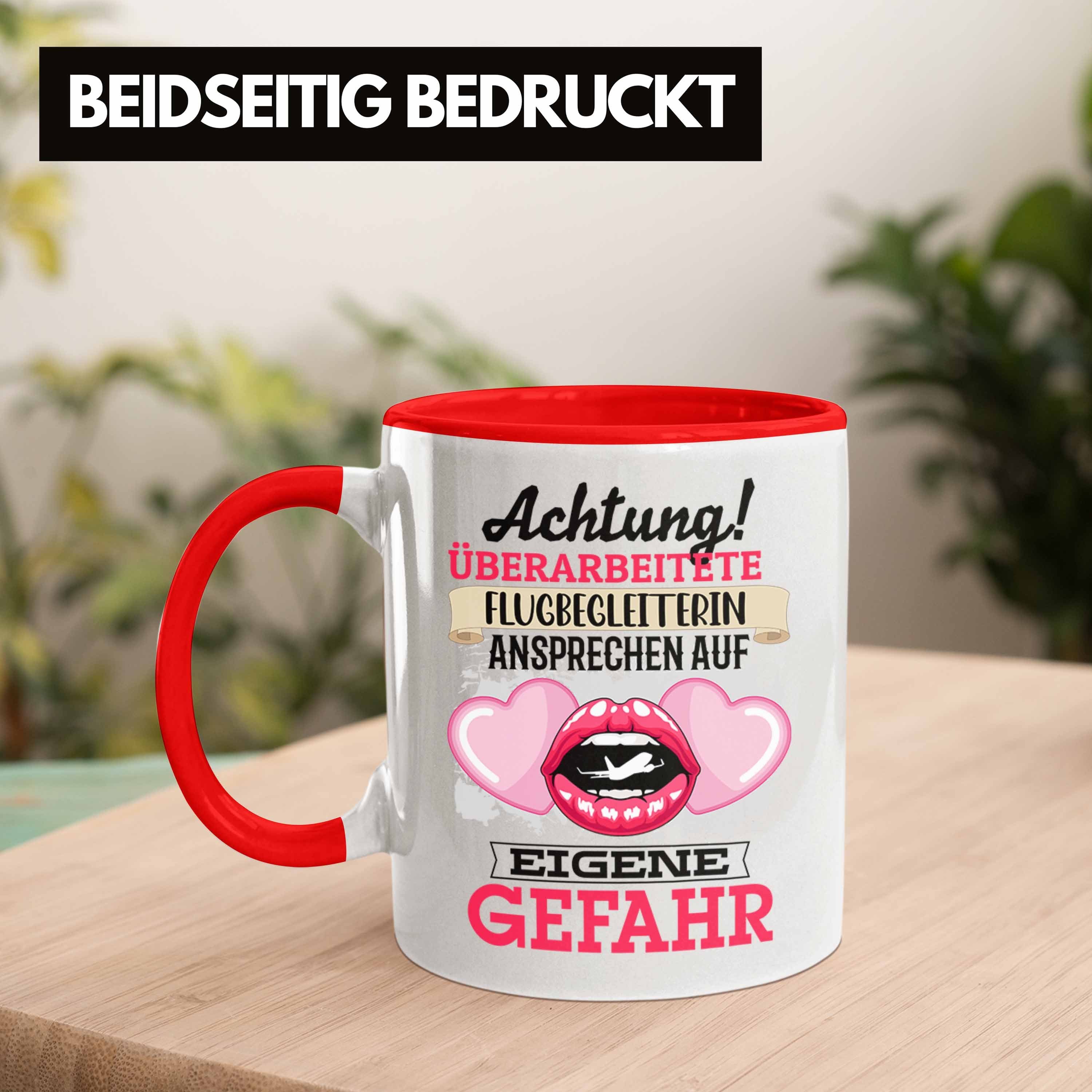 Flugebegleiterin Geschenk Lustiger Tasse Spruch Kaffeebec Rot Tasse Trendation Geschenkidee