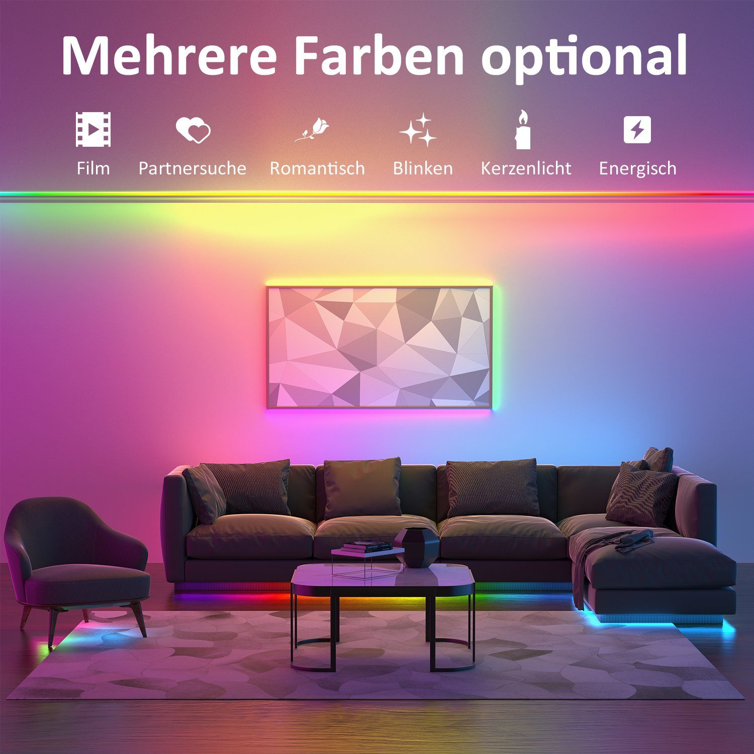 Novostella LED Stripe, RGB Regenbogenfarben Streifen günstig online kaufen