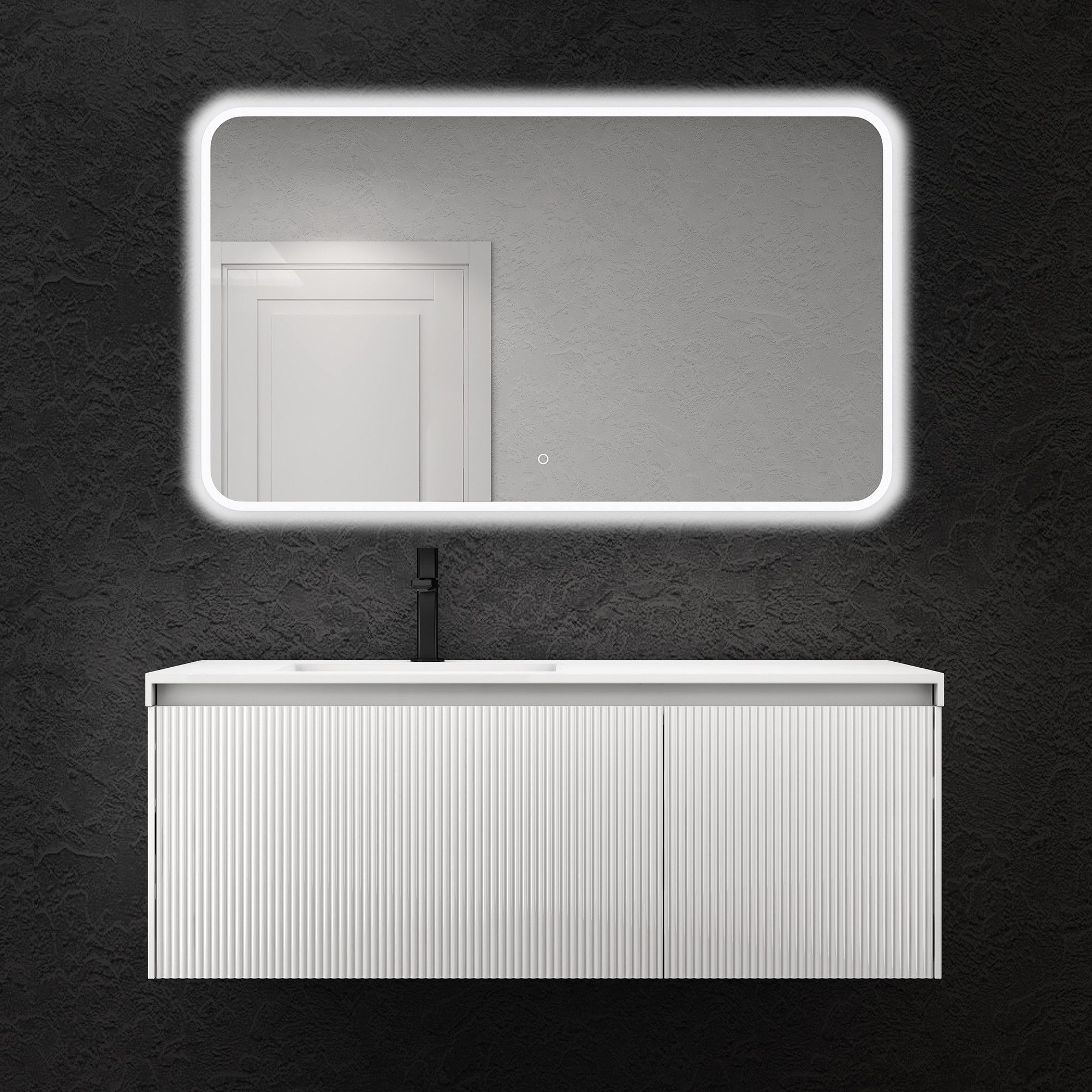 doporro Badmöbel-Set Waschtisch mit unterschrank Badmöbel 120x50x46cm große Schublade Santa, mit hochwertigen lackierten E1 MDF-Platten
