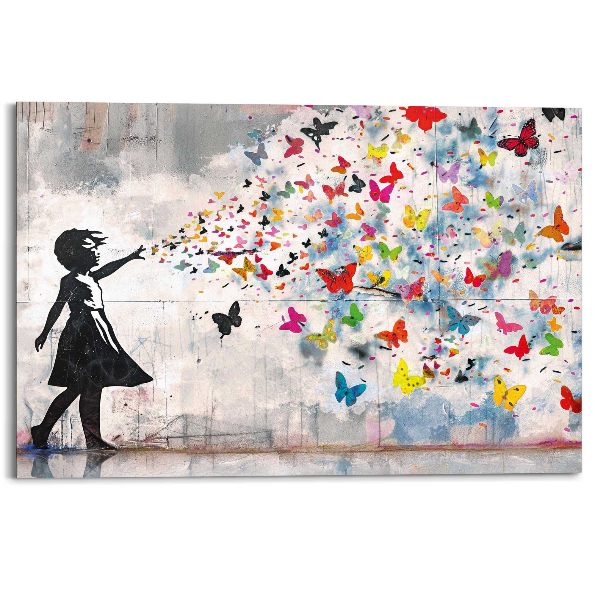 Reinders! Deco-Panel Streetart-Schmetterlinge, Teenager Zimmer - Mehrfarbig - MDF - Street Art - 90x60 cm