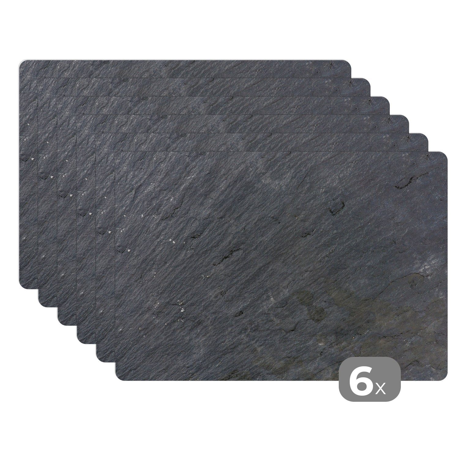 MuchoWow Platzset Naturstein - Industriell - Schiefer - Druck - Grau, (6-St), Platzsets, Tischset, Abwaschbar, Tischsets, Platzdeckchen