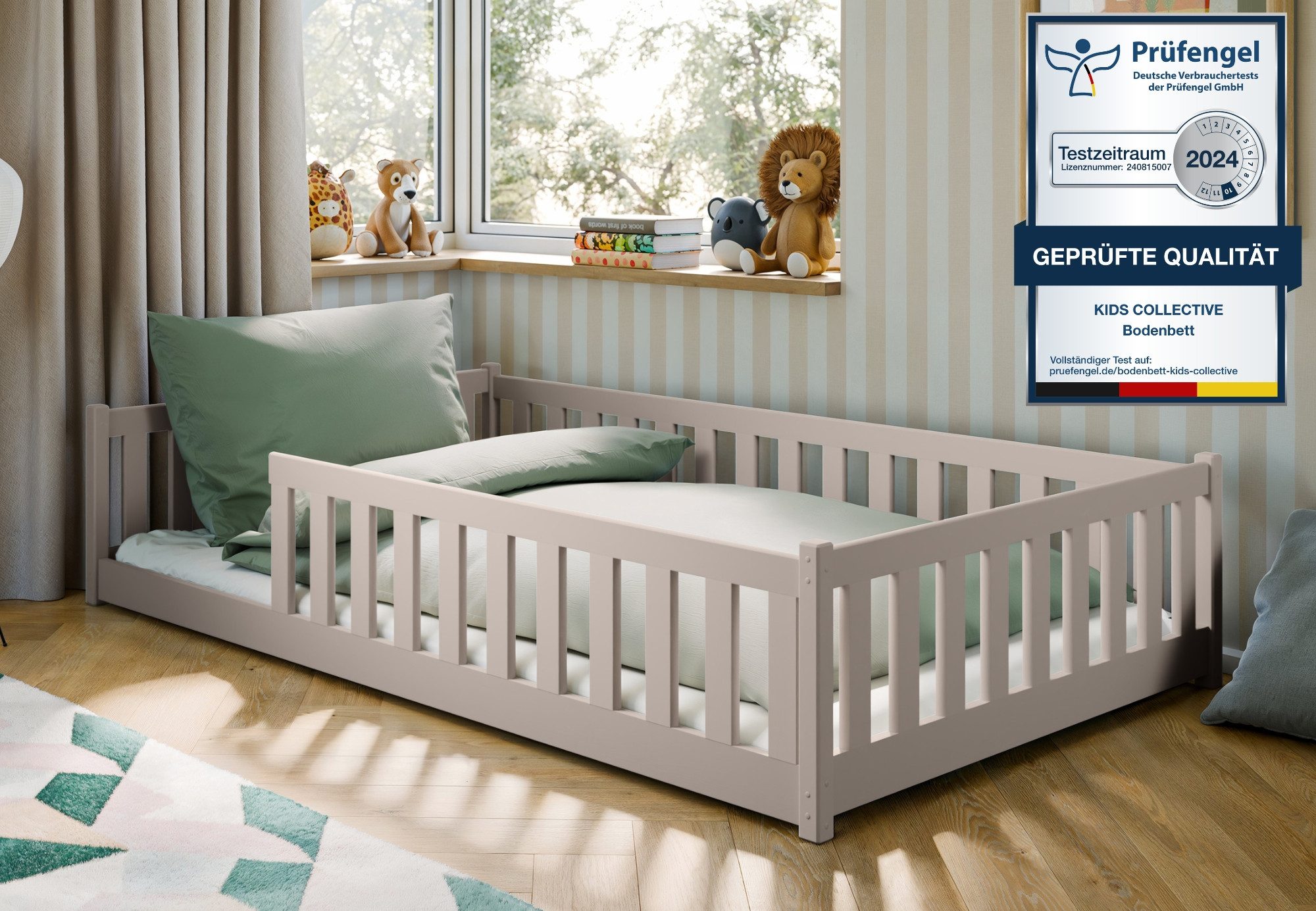 Kids Collective Kinderbett Bodenbett Bett mit Rausfallschutz & Lattenrost M günstig online kaufen
