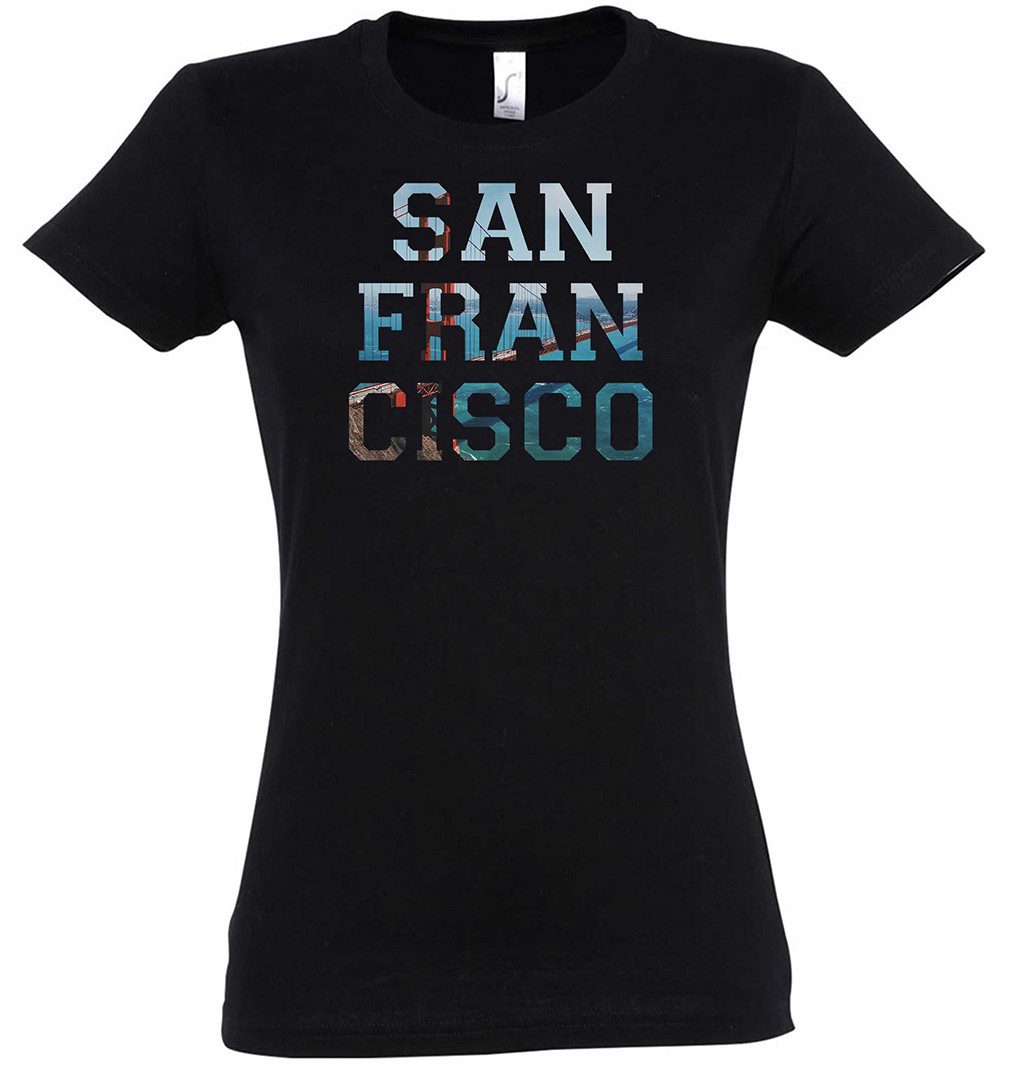 Print-Shirt San Francisco Damen T-Shirt California Kalifornien Skyline Stadt City