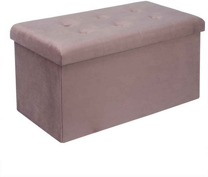Woltu Sitzhocker (1 St), Sitzbank mit Stauraum, Faltbar Aufbewahrungsbox Fußablage, Gepolsterte Sitzfläche aus Samt, 80 L, 76x37,5x38 cm, Rosa