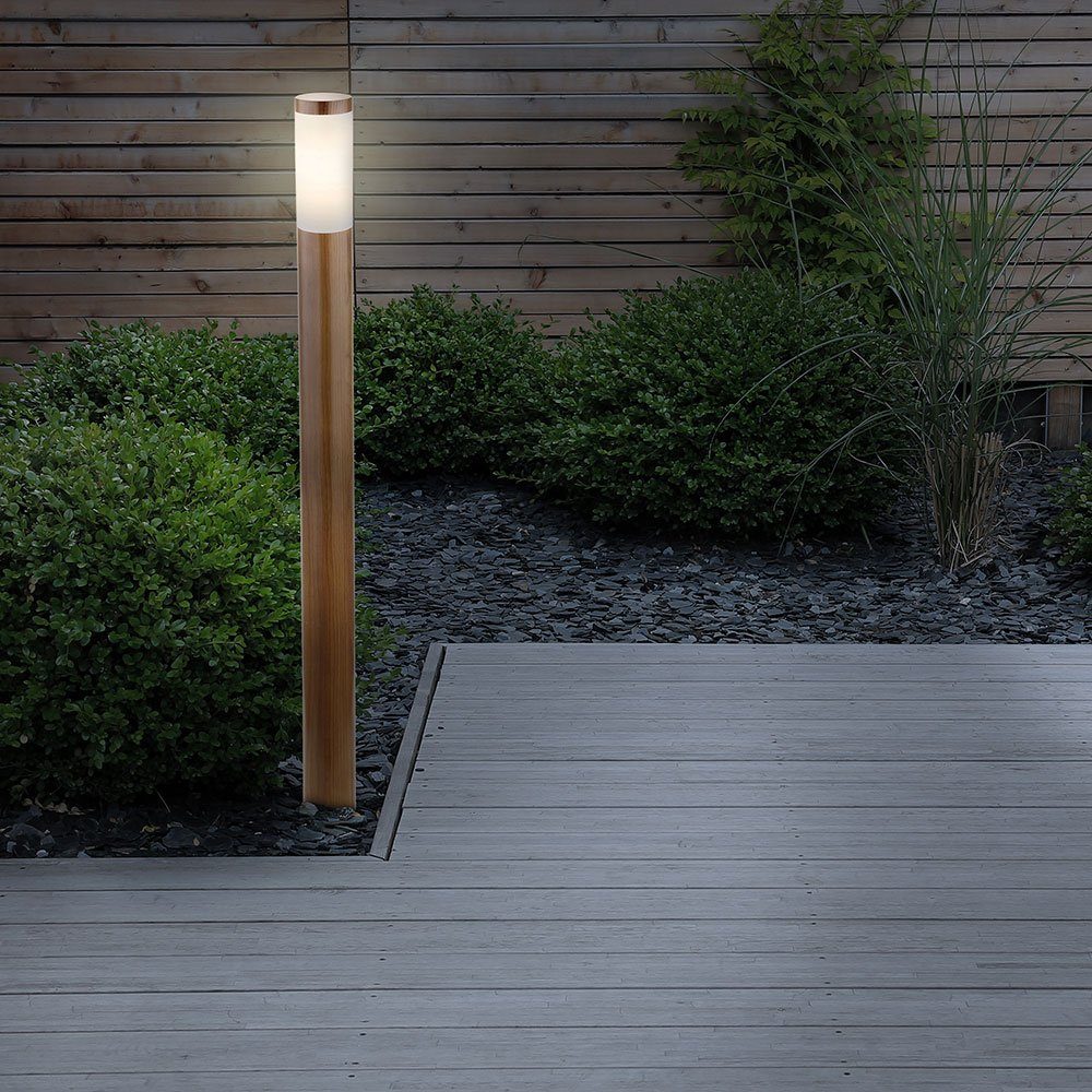 inklusive, Lampe Sockel Steh Außen Pollerleuchte, Leuchte nicht etc-shop Beleuchtung Holz Leuchtmittel Optik Garten