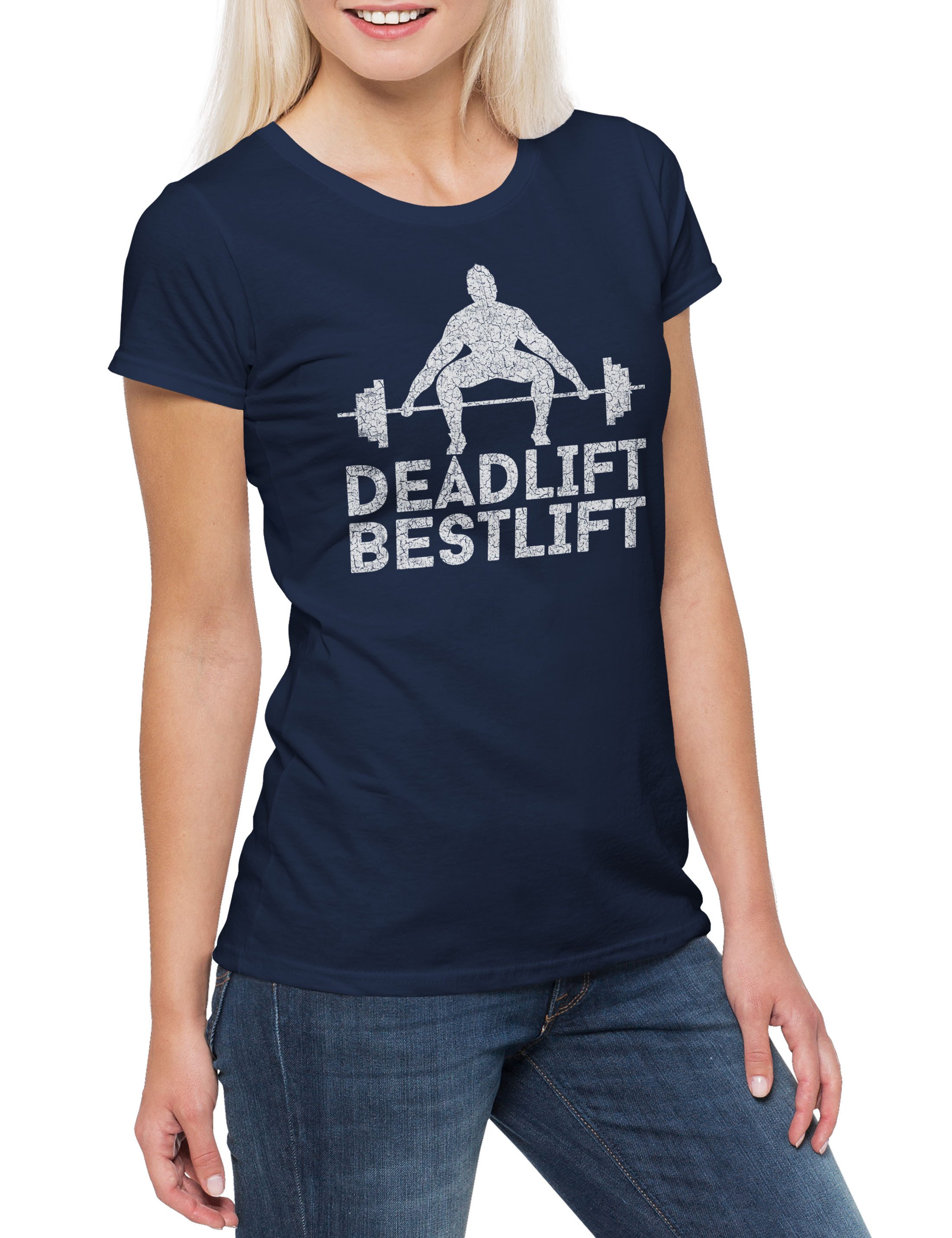 Print-Shirt Deadlift Bestlift Damen T-Shirt Gewichtheber Bosy Buliding Builder