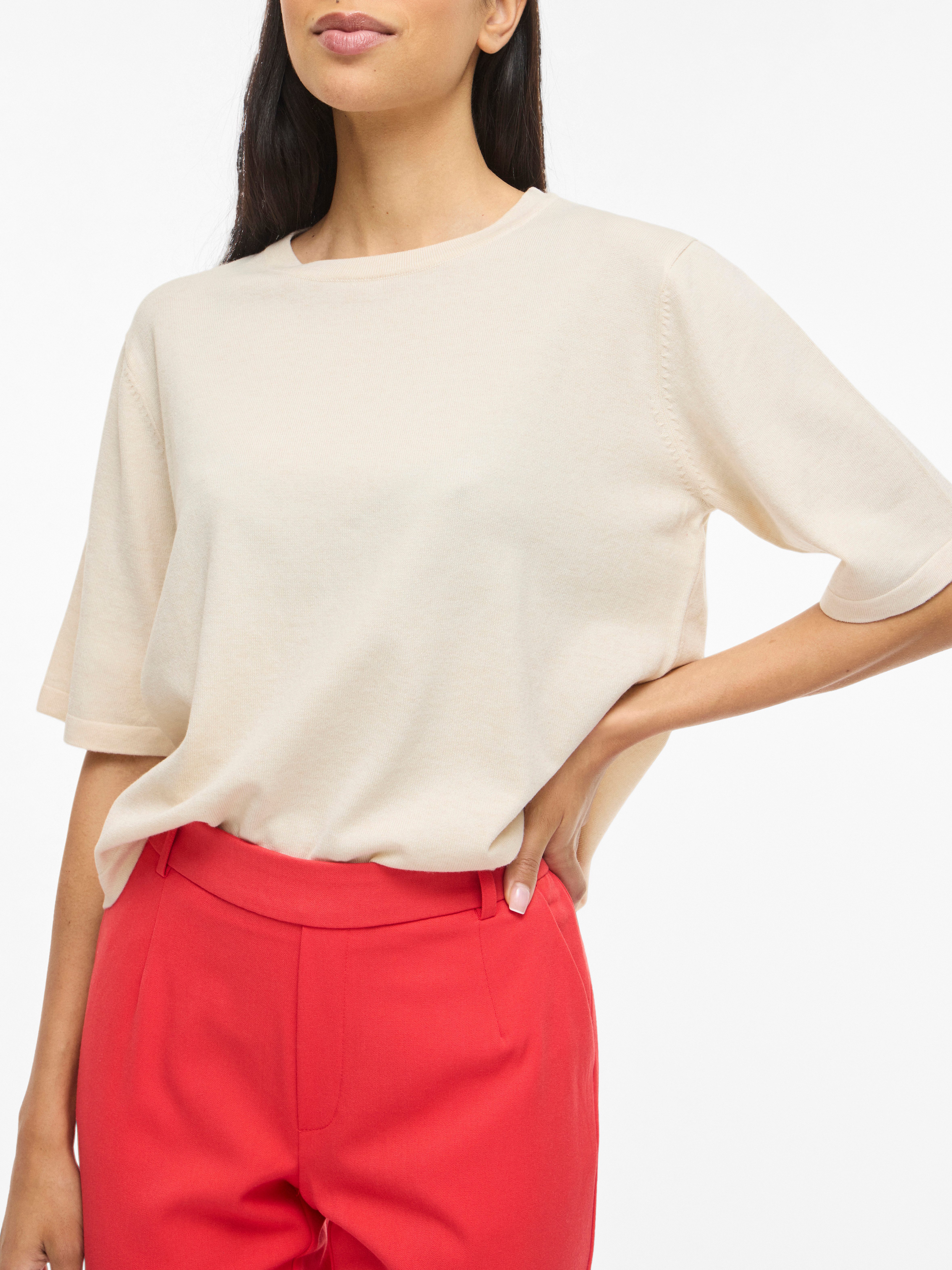 Vila Kurzarmpullover VIMALU O-NECK 2/4 KNIT TOP-NOOS günstig online kaufen