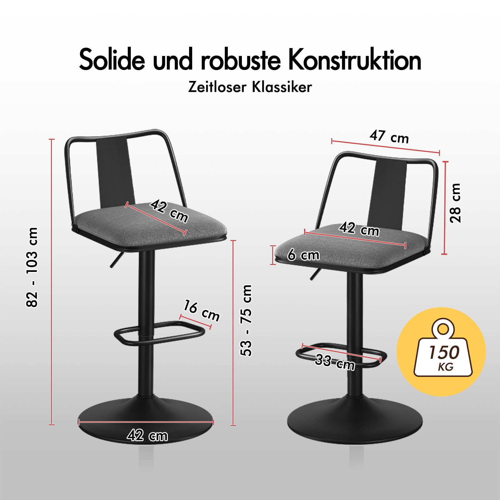 ALFORDSON Barhocker Set aus 2 gepolsterten Drehhockern mit Gaslift-Funktion günstig online kaufen