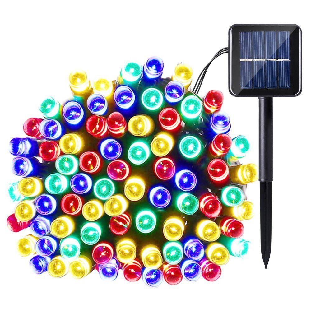 Sunicol LED-Lichterkette 10M-20M Solar Lichterkette, Party, Innen, Modi Weiß/Mehrfarbig für 8 Beleuchtung, Warmweiß/ Wasserdichte, Hochzeit, Außen, Weihnachten