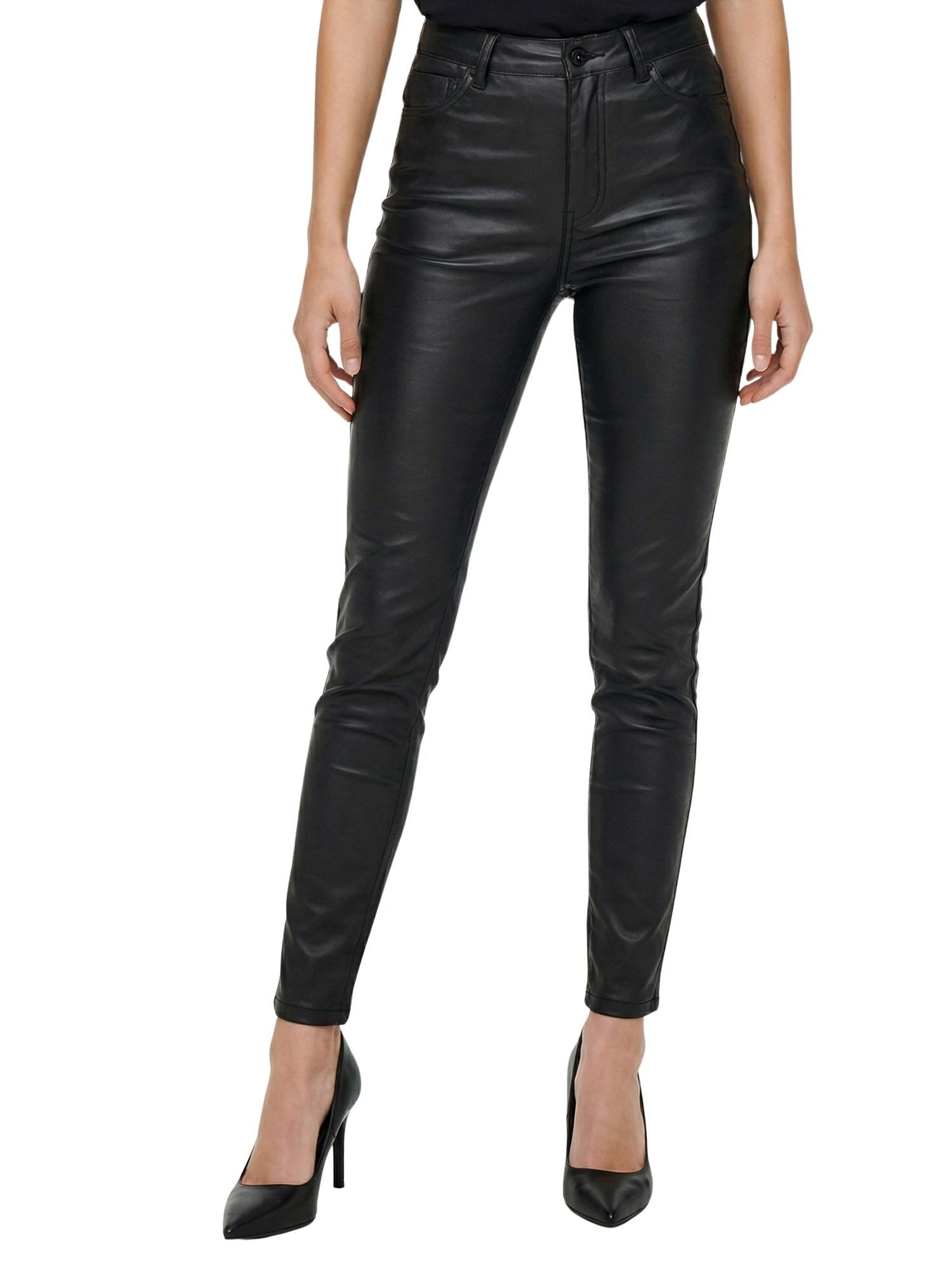 Tazzio Skinny-fit-Jeans F139 High Waist, Lederoptik, 5-Pocket-Stil