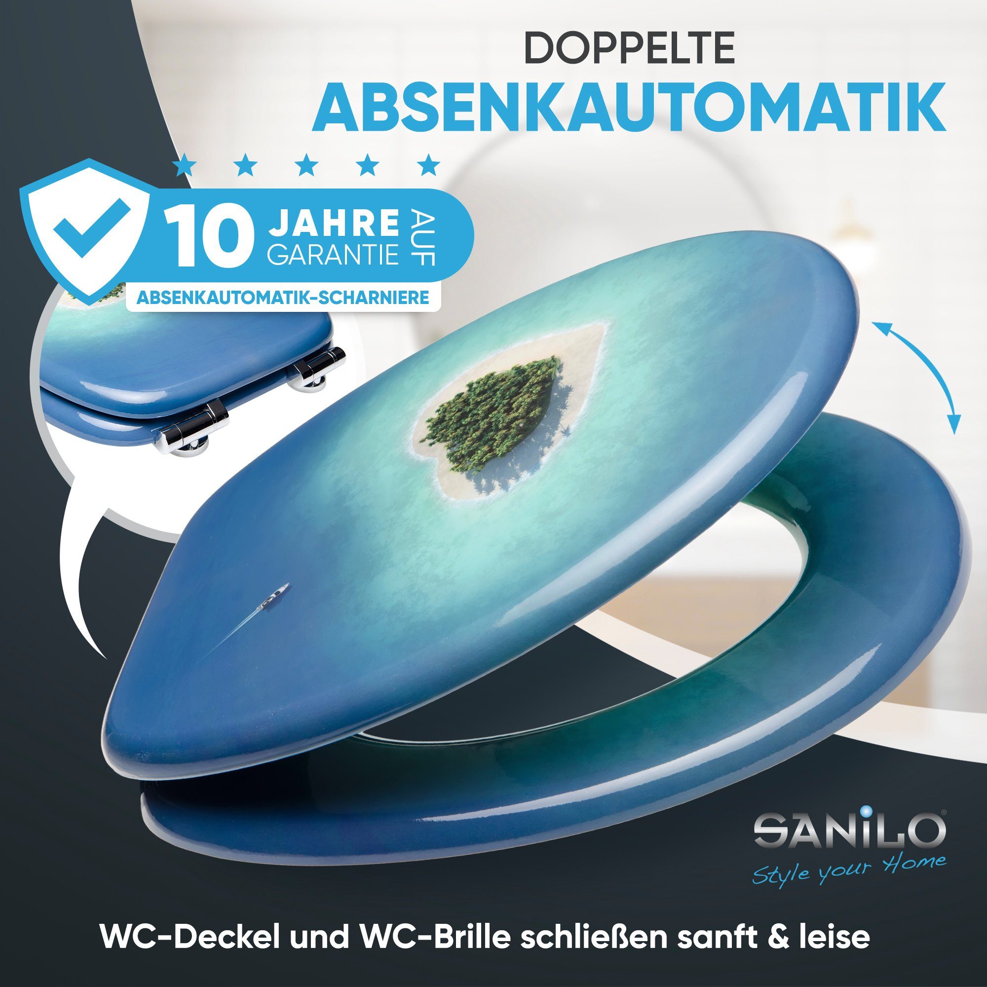 Sanilo WC-Sitz Dream Island mit Absenkautomatik, Toilettendeckel vom Hersteller, hochwertig & modern mit Motiv, universell, leichte Montage – Bild 3 von 5