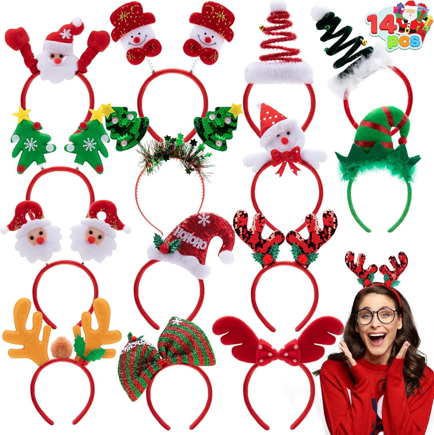 JOYIN Kostüm JOYIN Weihnachts Stirnbänder, 14 Stück verschiedene Designs