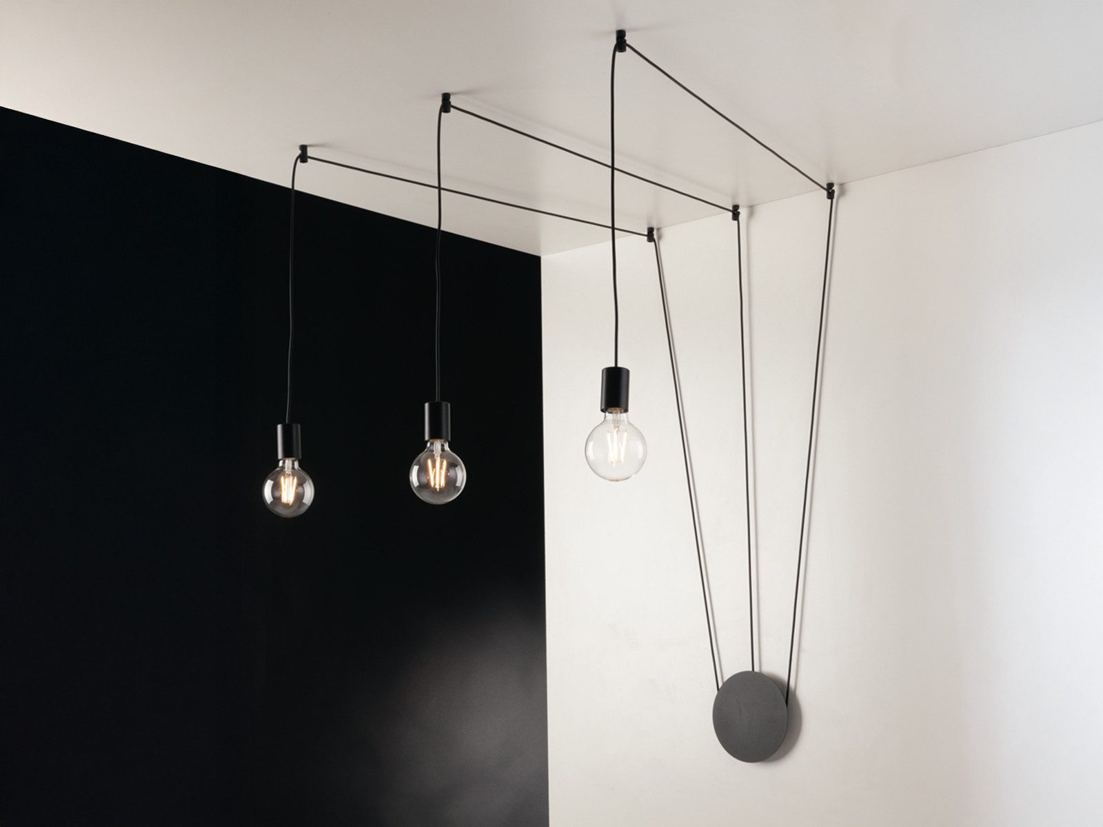 Luce Ambiente Design Pendelleuchte für Wandmontage Kabel extra lang 5 Meter, ohne Leuchtmittel, Hängelampe dreiflammig für hohe Decken Esszimmerlampe wandmontage