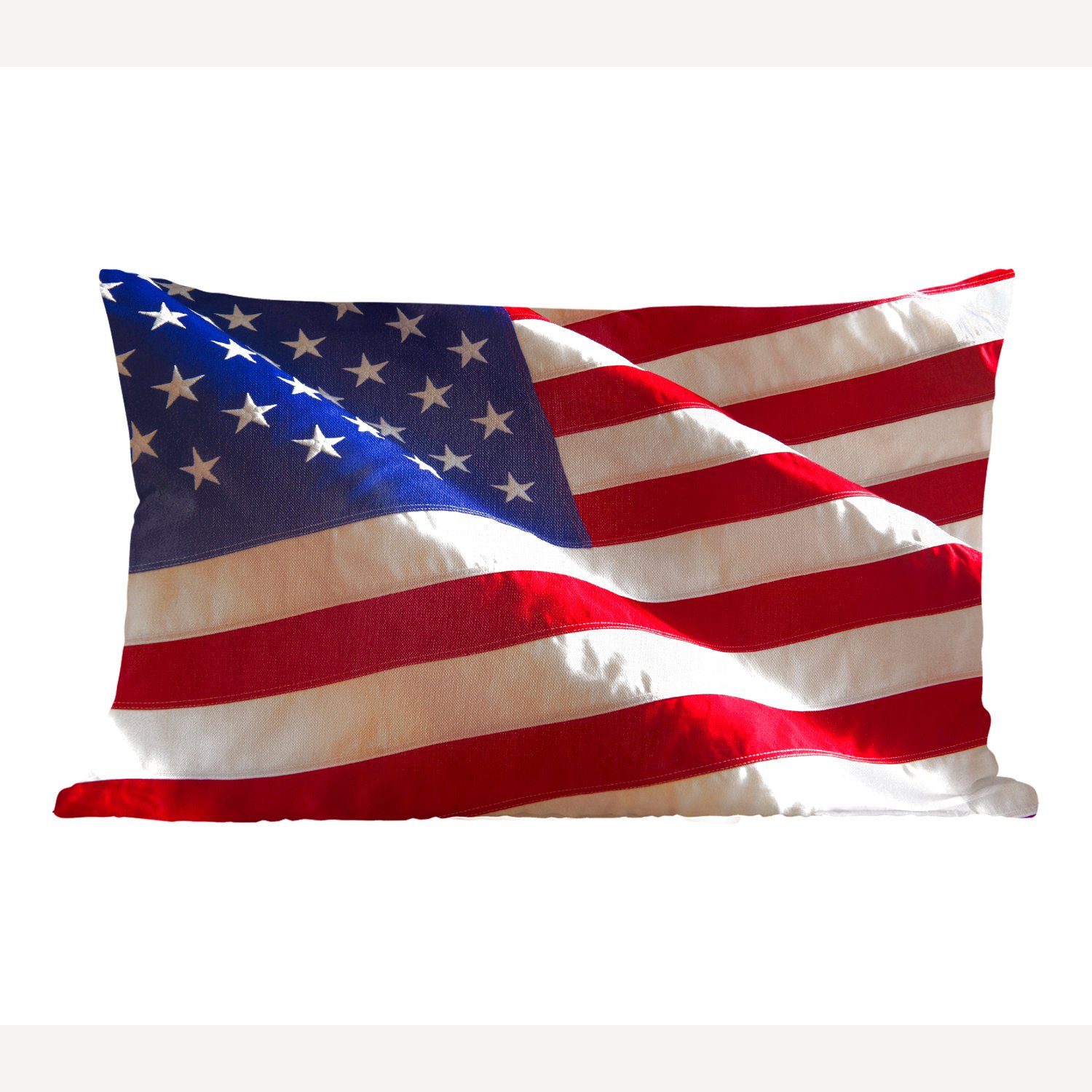 MuchoWow Dekokissen Ausschnitt aus einer Flagge der Vereinigten Staaten, Wohzimmer Dekoration, Zierkissen, Dekokissen mit Füllung, Schlafzimmer
