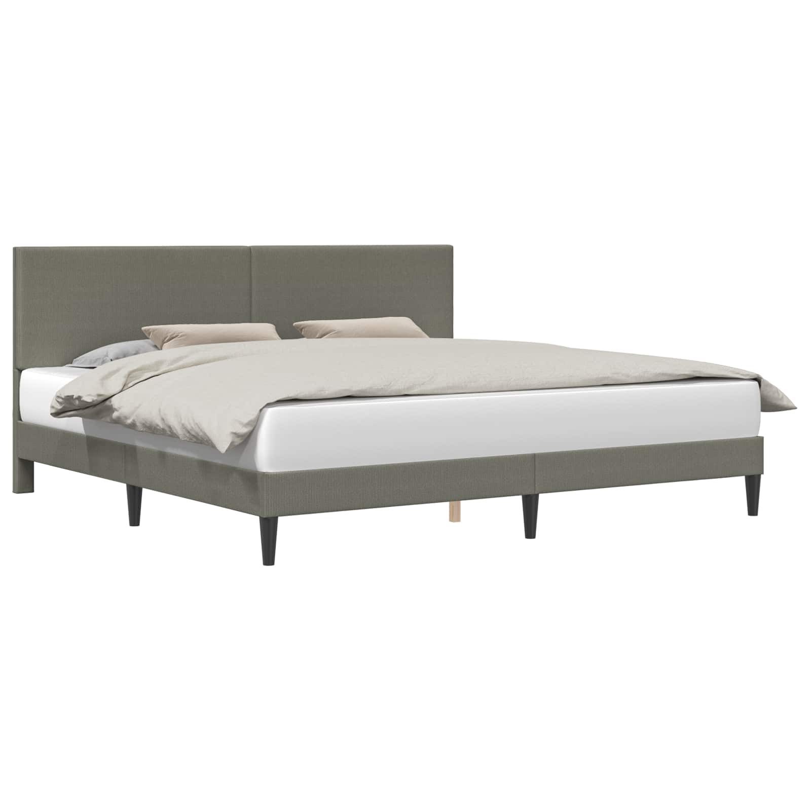 vidaXL Bett Bettrahmen mit Kopfteil Hellgrau 200 x 200 cm Cordstoff (1-tlg)