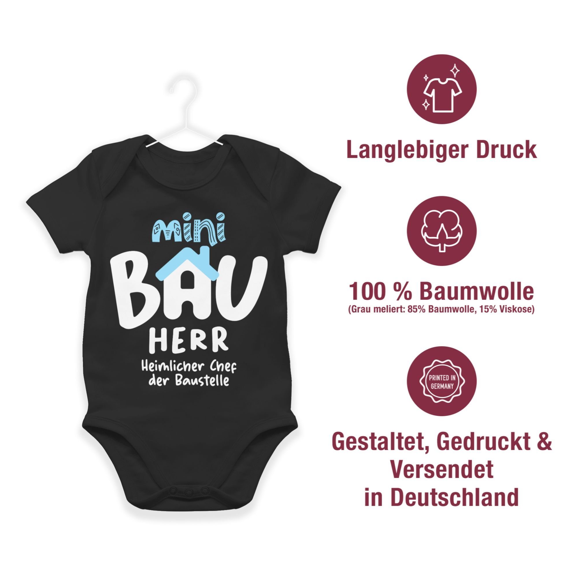 weiß Shirtracer Shirtbody Bauherr Baby 3 Sprüche Schwarz Mini