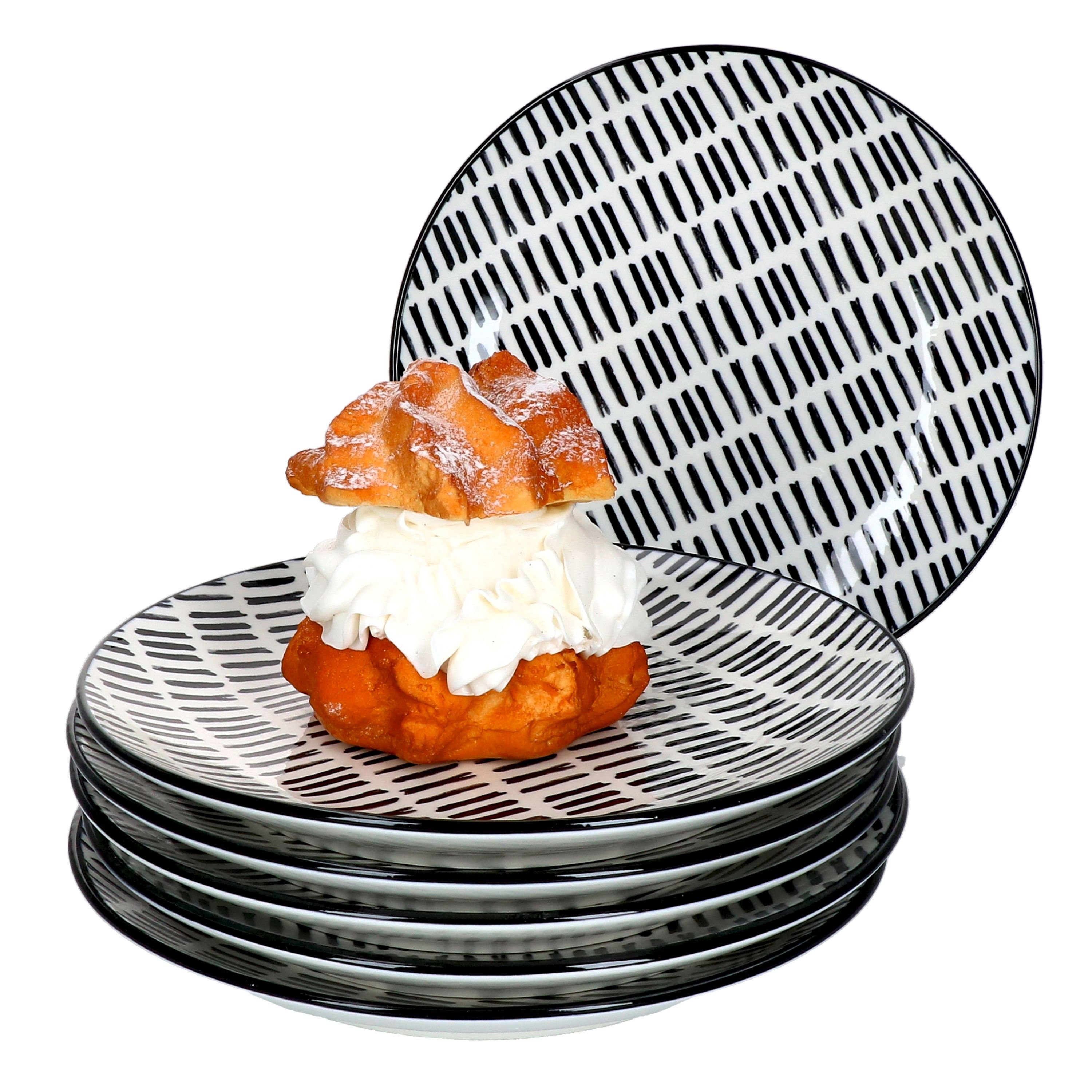 MamboCat Frühstücksteller 6er Set Dessert- Kuchenteller Jail Schwarz Weiß - 89990