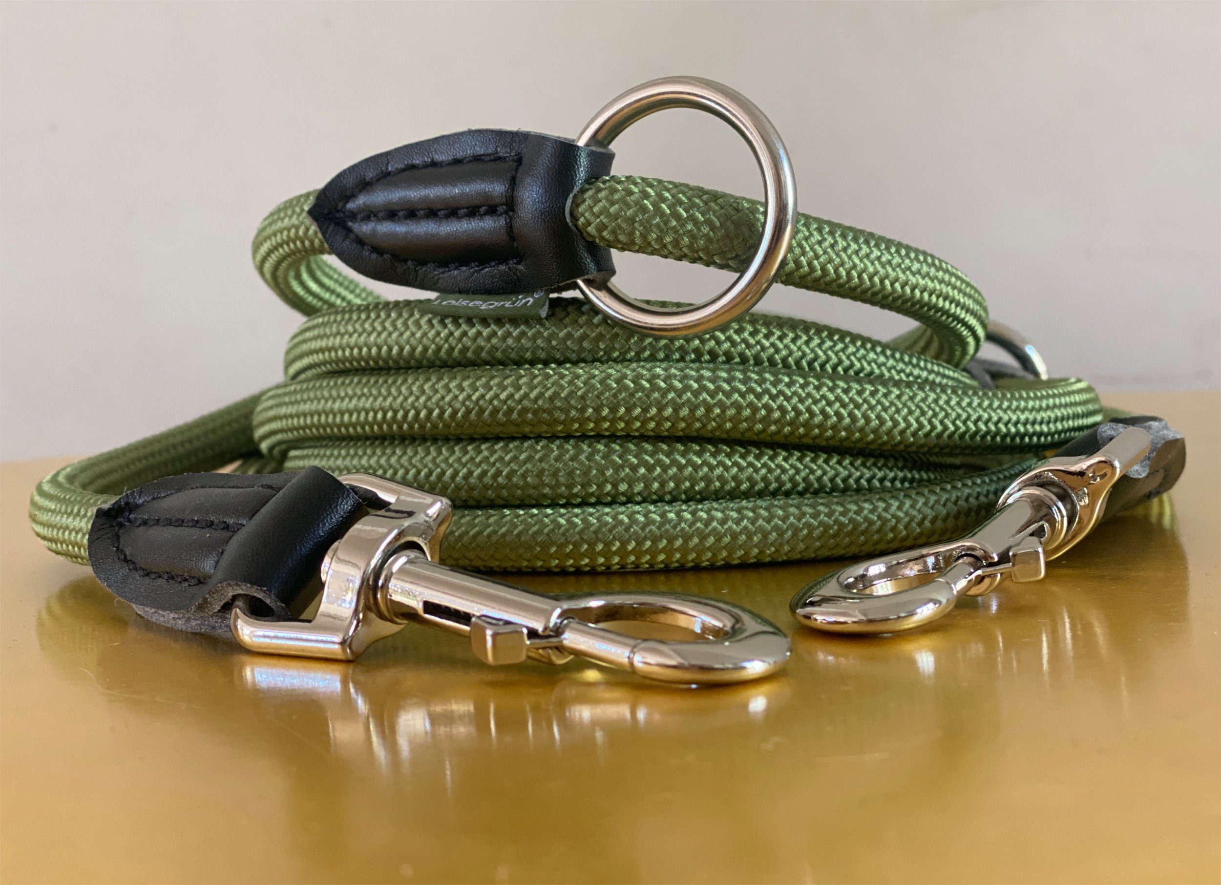 Leisegrün Hundeleine Hundeleine für große Hunde, Hundeleine 3m verstellbar - Olivgrün, Nylon