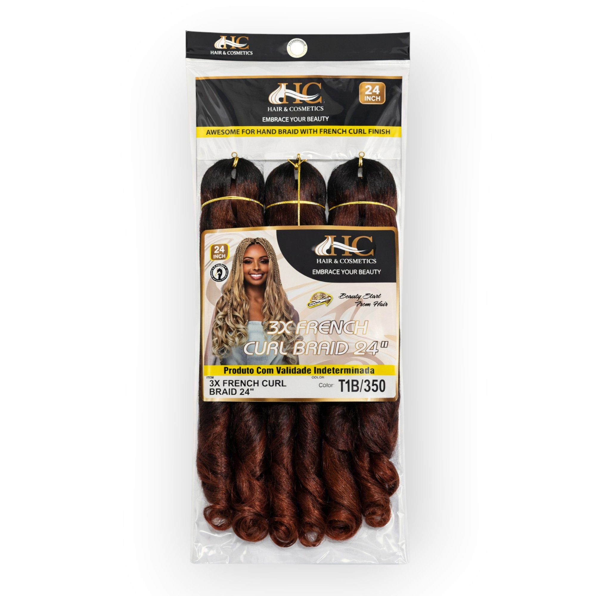 HC Kunsthaar-Extension French Curl Crochet Braid 3X, 24 Zoll (60 cm), 250 g, Voluminös, Lockig, Hitzebeständig, Weich, Natürlich, Vielseitig