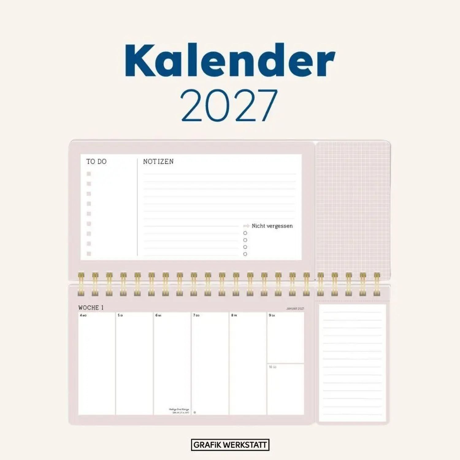 Grafik Werkstatt Tischkalender Wochenplaner 2027 Blumenmomente (mit Kalendarium)