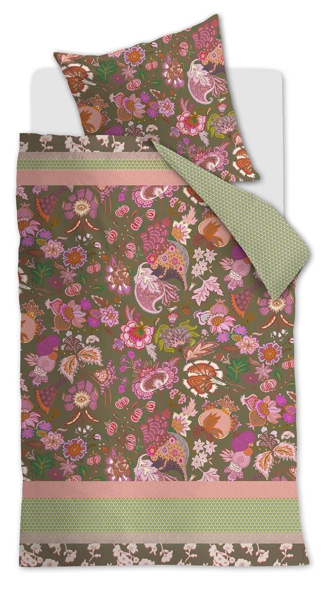 Oilily Bettwäsche Amelie Sits Mix Green 135X200 Grün Mako-Satin 135 x 200 cm + 1x 8, Baumolle, 2 teilig, Bettbezug Kopfkissenbezug Set kuschelig weich hochwertig