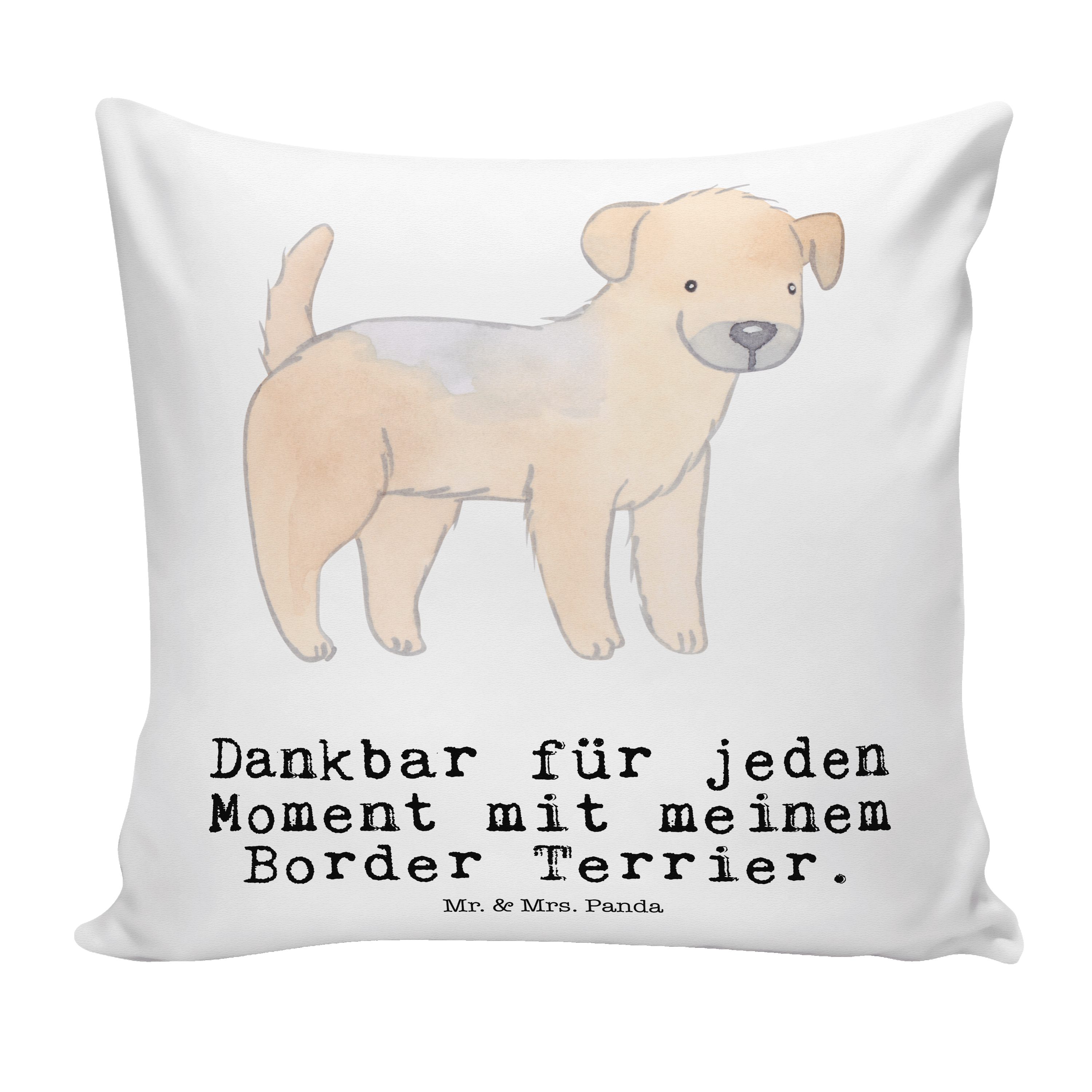 & Border Terrier - Dekokissen Mrs. Dek Tierfreund, Geschenk, Moment Kissenhülle, Mr. - Panda Weiß