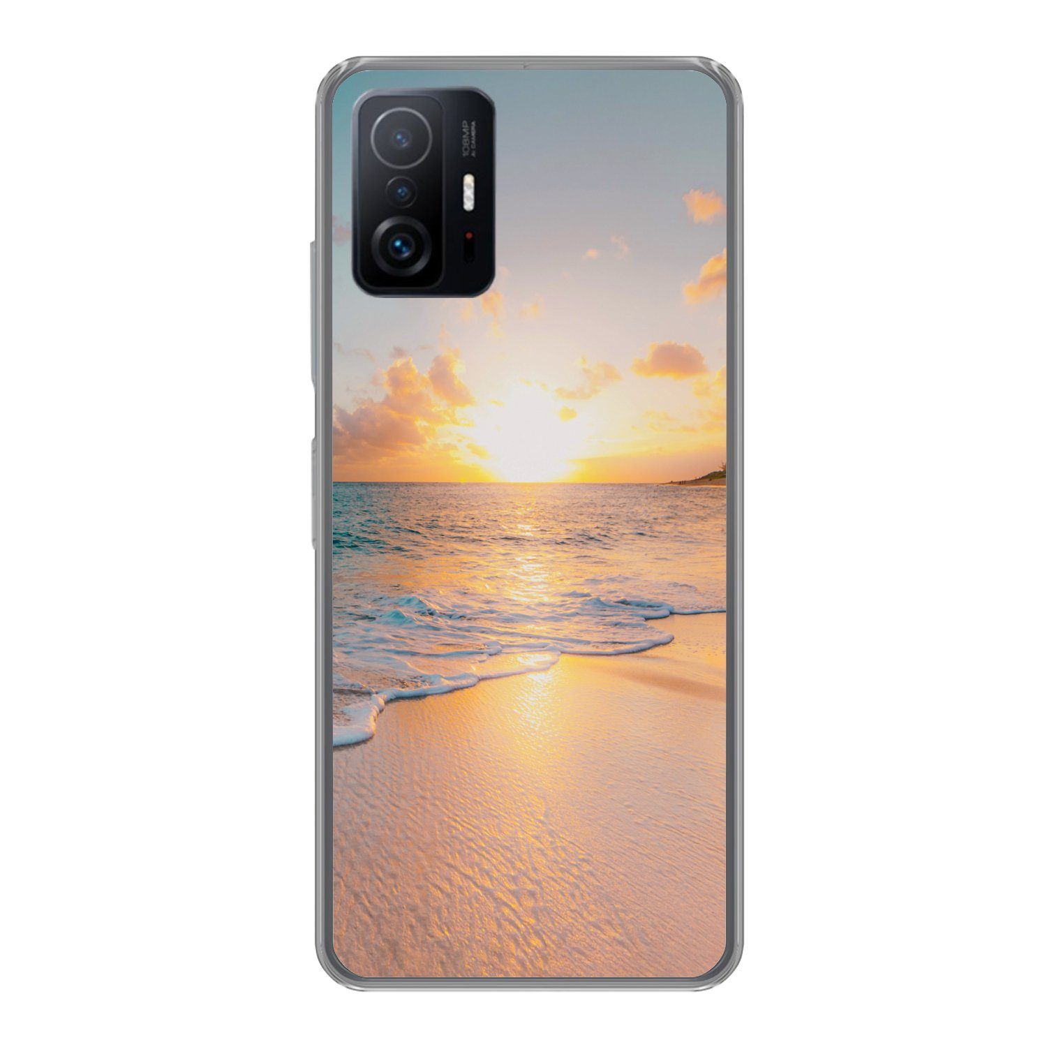 MuchoWow Handyhülle für Xiaomi 11 Lite 5G NE Sonnenuntergang - Strand - Meer - Sommer - Bl, Phone Case, Silikon, Schutzhülle Dünn