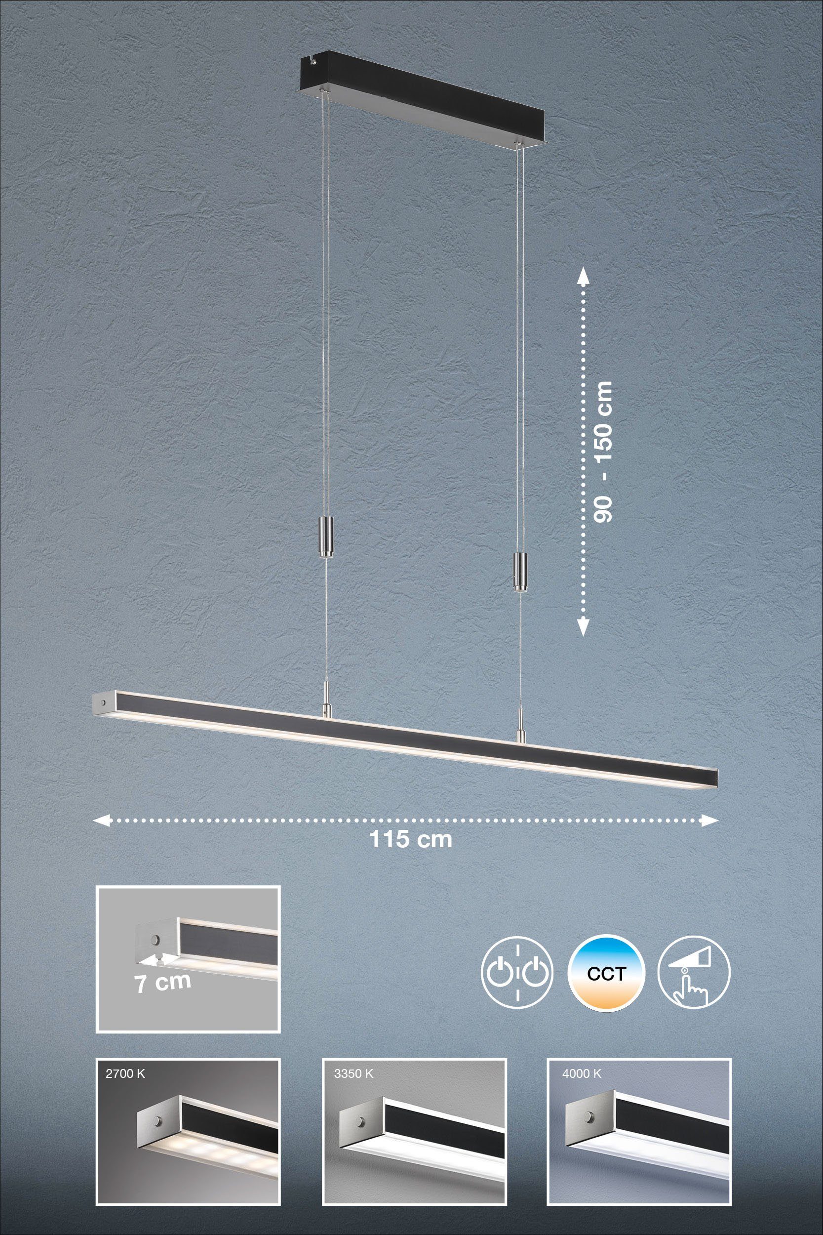 FISCHER & HONSEL LED Pendelleuchte Vitan TW, Dimmfunktion, LED fest integriert, Neutralweiß, Warmweiß