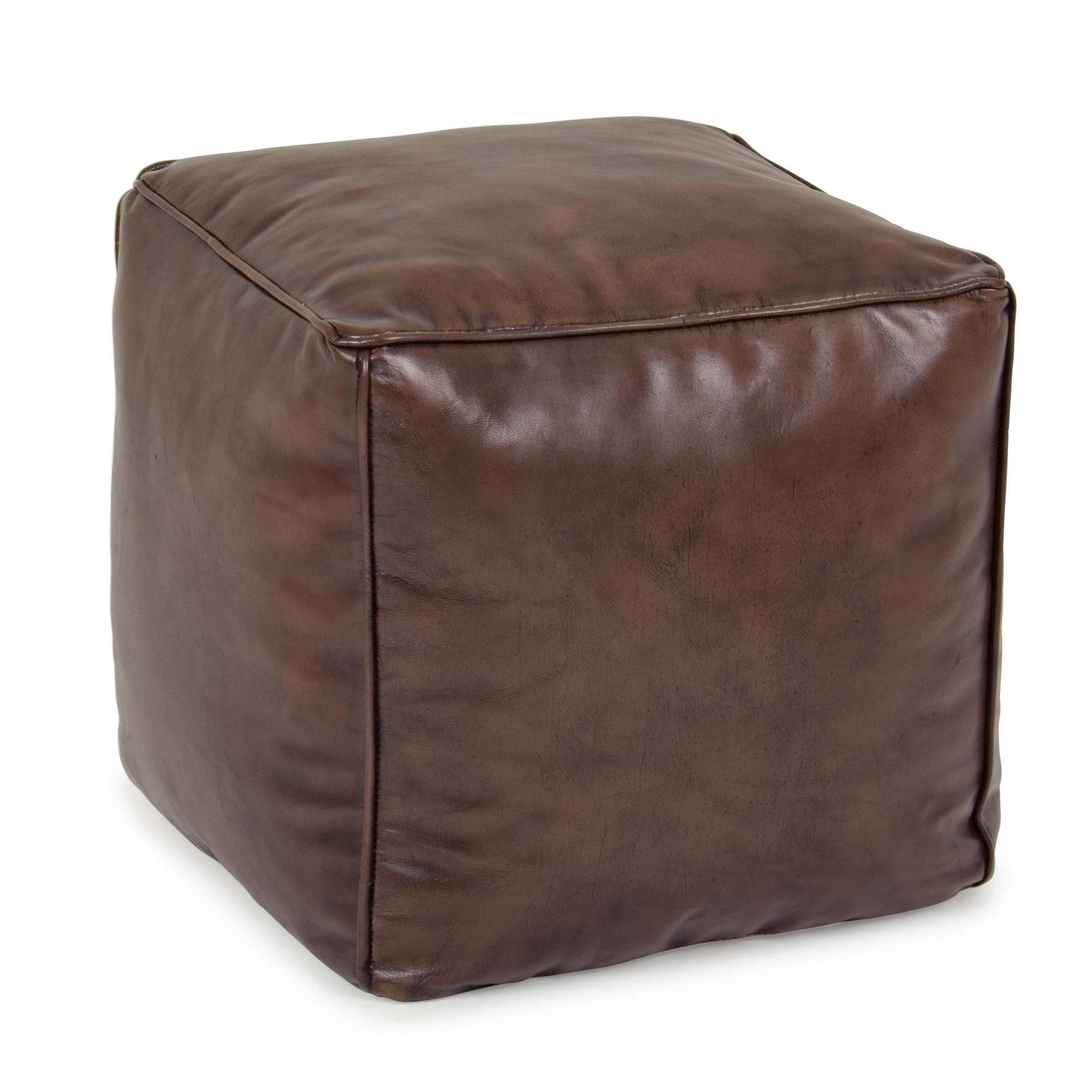Bizzotto Pouf Mendez aus Leder, Braun, Echtes Leder günstig online kaufen