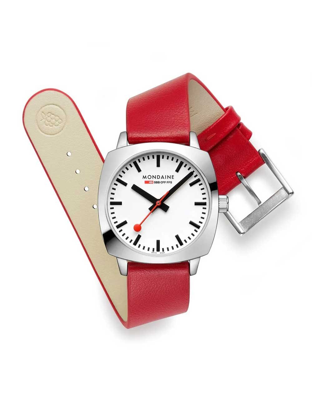 MONDAINE Automatikuhr Mondaine MSL.31110.LCV Damenuhr Petite Cushion 31mm 5ATM Mondaine MSL.31110.LCV Damenuhr Petite Cushion 31mm 5ATM