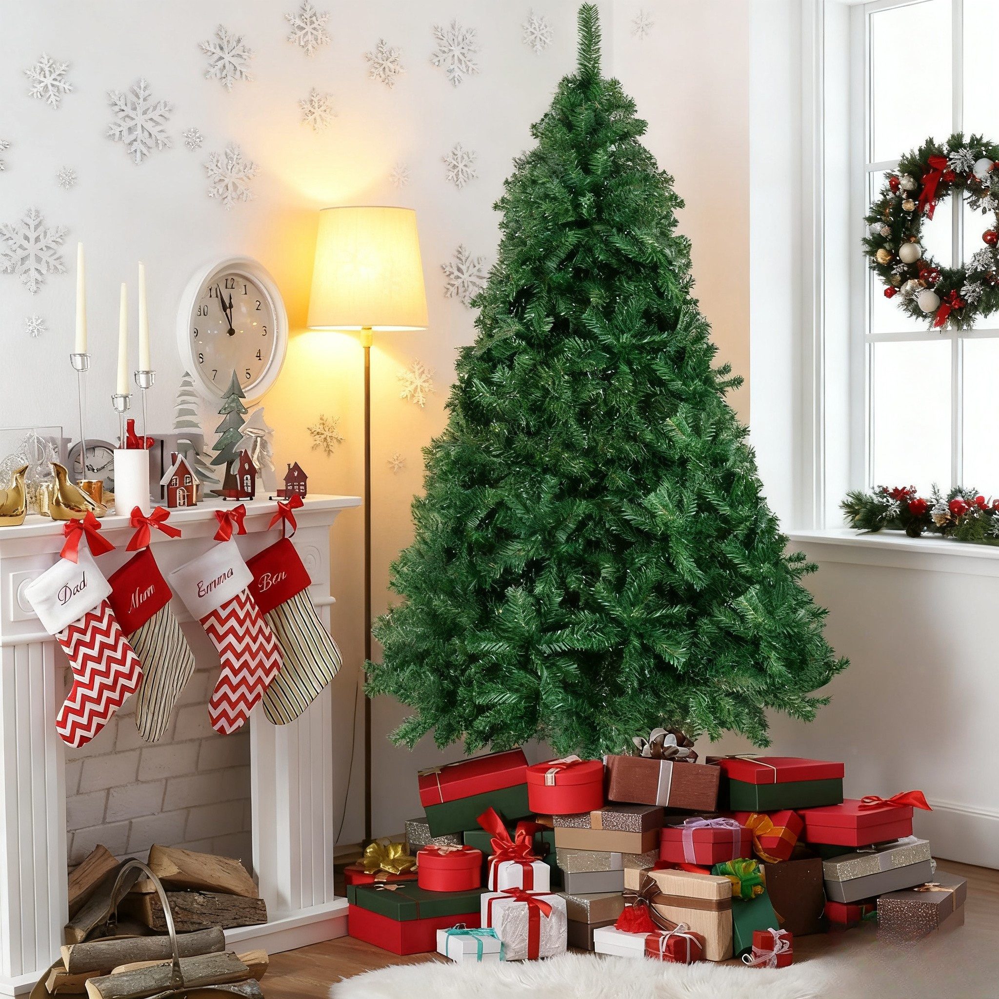 LALAHO Künstlicher Weihnachtsbaum Künstlicher Tannenbaum mit ständer, 150cm mit 350 Spitzen PVC, für Weihnachten-Dekoration