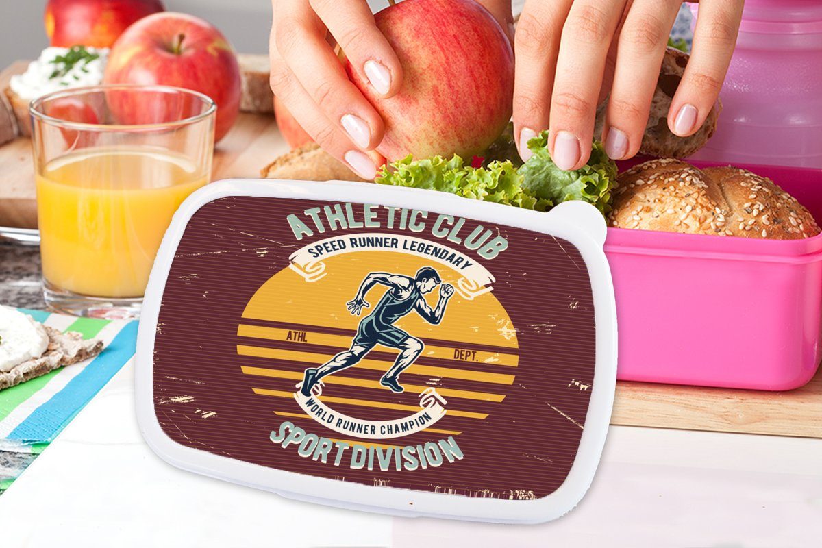 (2-tlg), Kunststoff Sport Kinder, Brotdose Jahrgang, Kunststoff, - Mädchen, - Brotbox Erwachsene, Lunchbox für rosa Lauf MuchoWow Snackbox,
