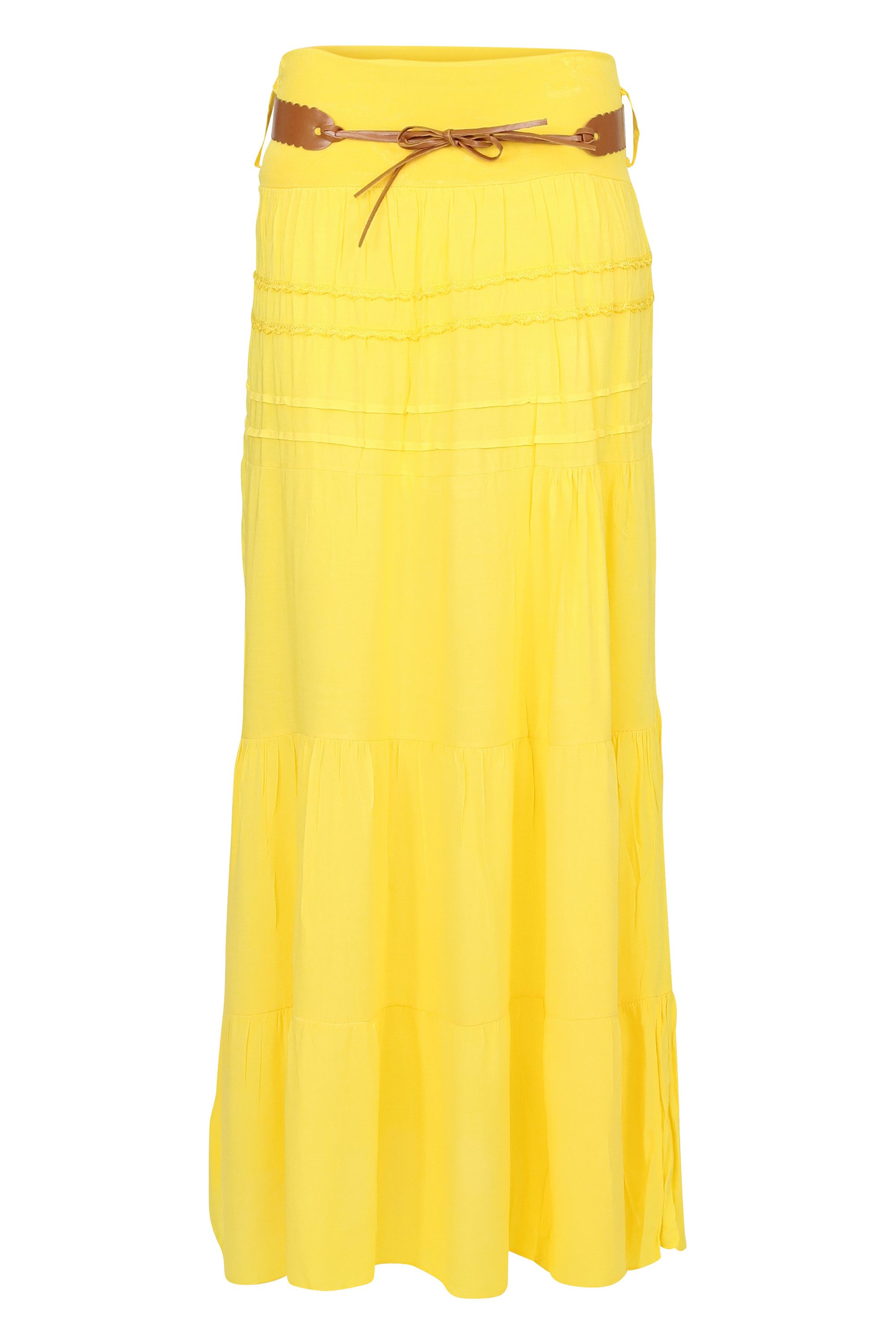 malito more than fashion Sommerrock malito Damen Maxi Rock mit Strickmuster, langer Rock mit Gürtel, luftiger Maxirock