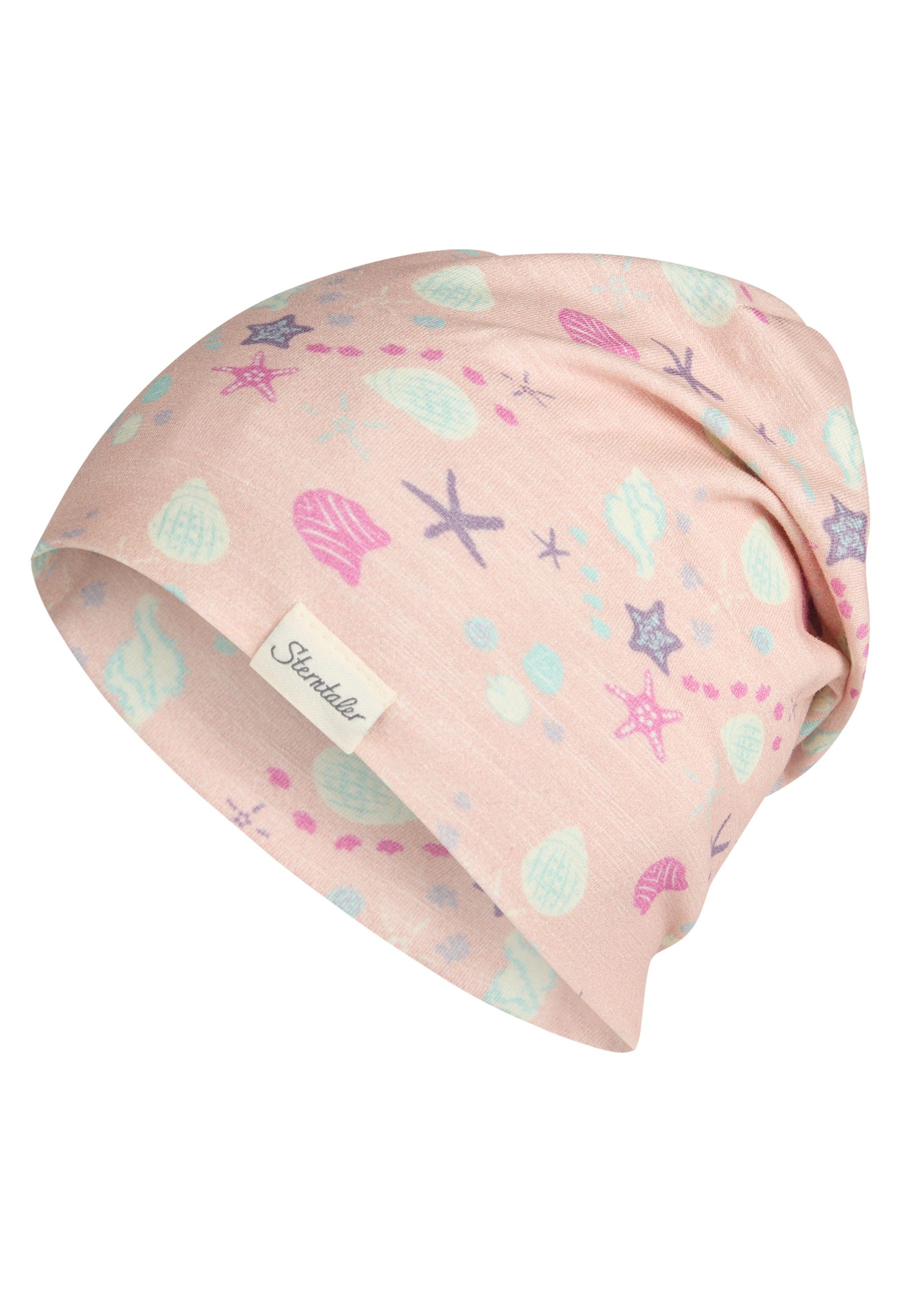 Sterntaler® Beanie UV-Schutz 30 Beanie Muscheln (1-St) Flammgarn-Jersey-Beanie mit Muscheln, zwei Tragevarianten