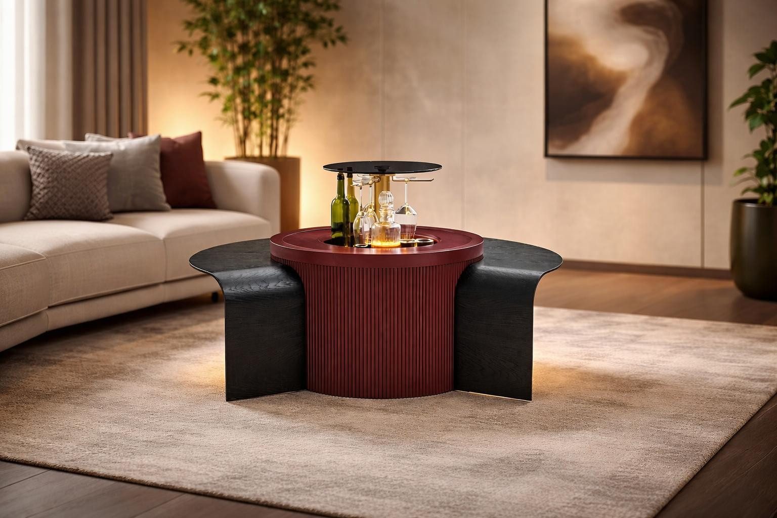 JulietHome Couchtisch Barista (Couchtisch), Integrierte Hausbar mit LED