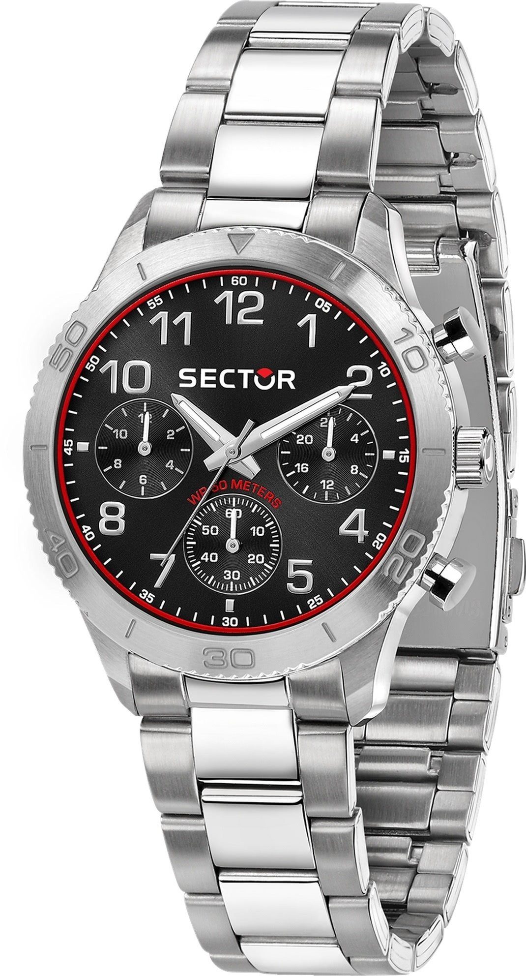 Sector Multifunktionsuhr Sector Herren Armbanduhr Multifunkt, (Multifunktionsuhr), Herrenuhr rund, groß (ca. 45mm), Edelstahlarmband, Fashion-Style