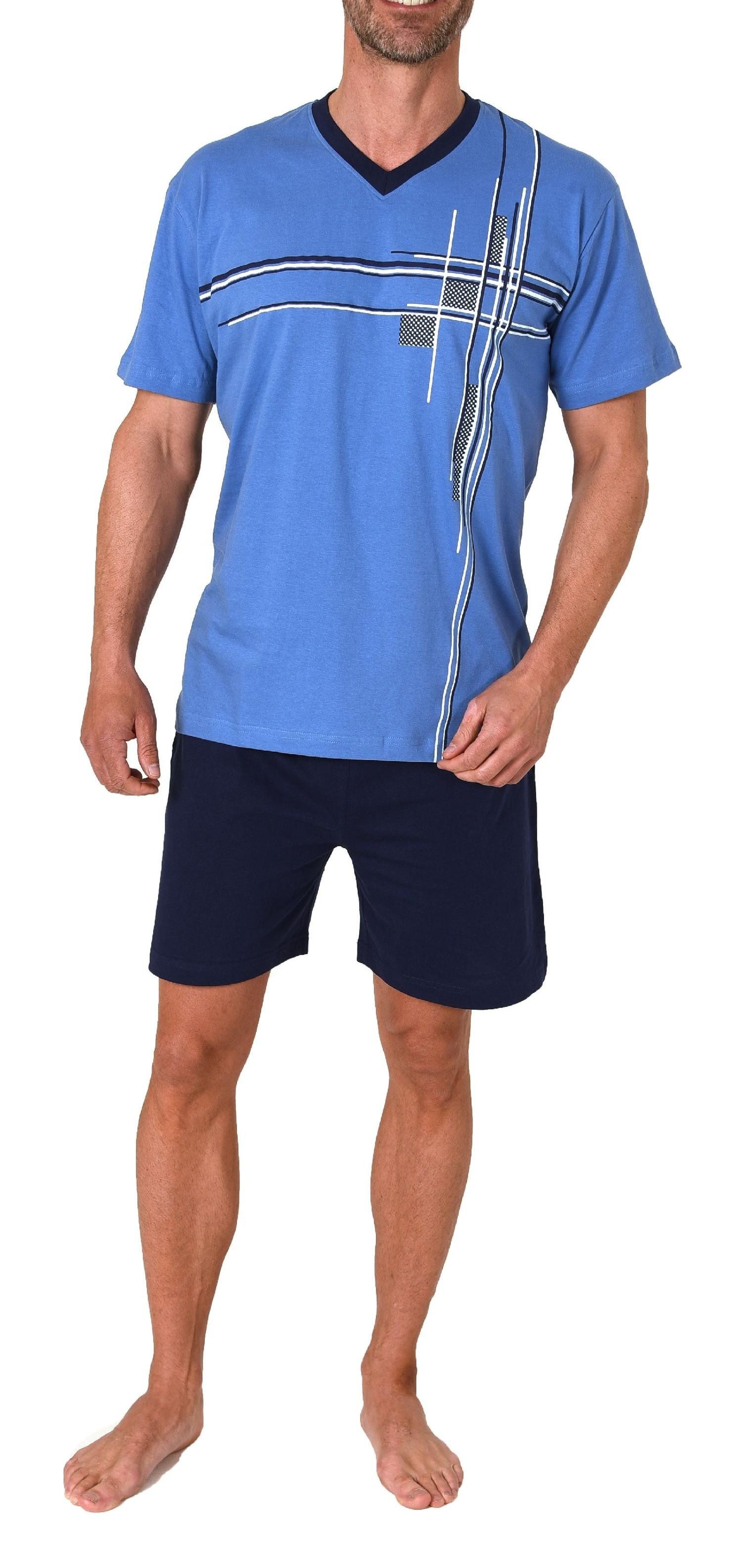 Normann Pyjama Herren Shorty Schlafanzug kurzarm mit Frontprint - auch in Ü günstig online kaufen