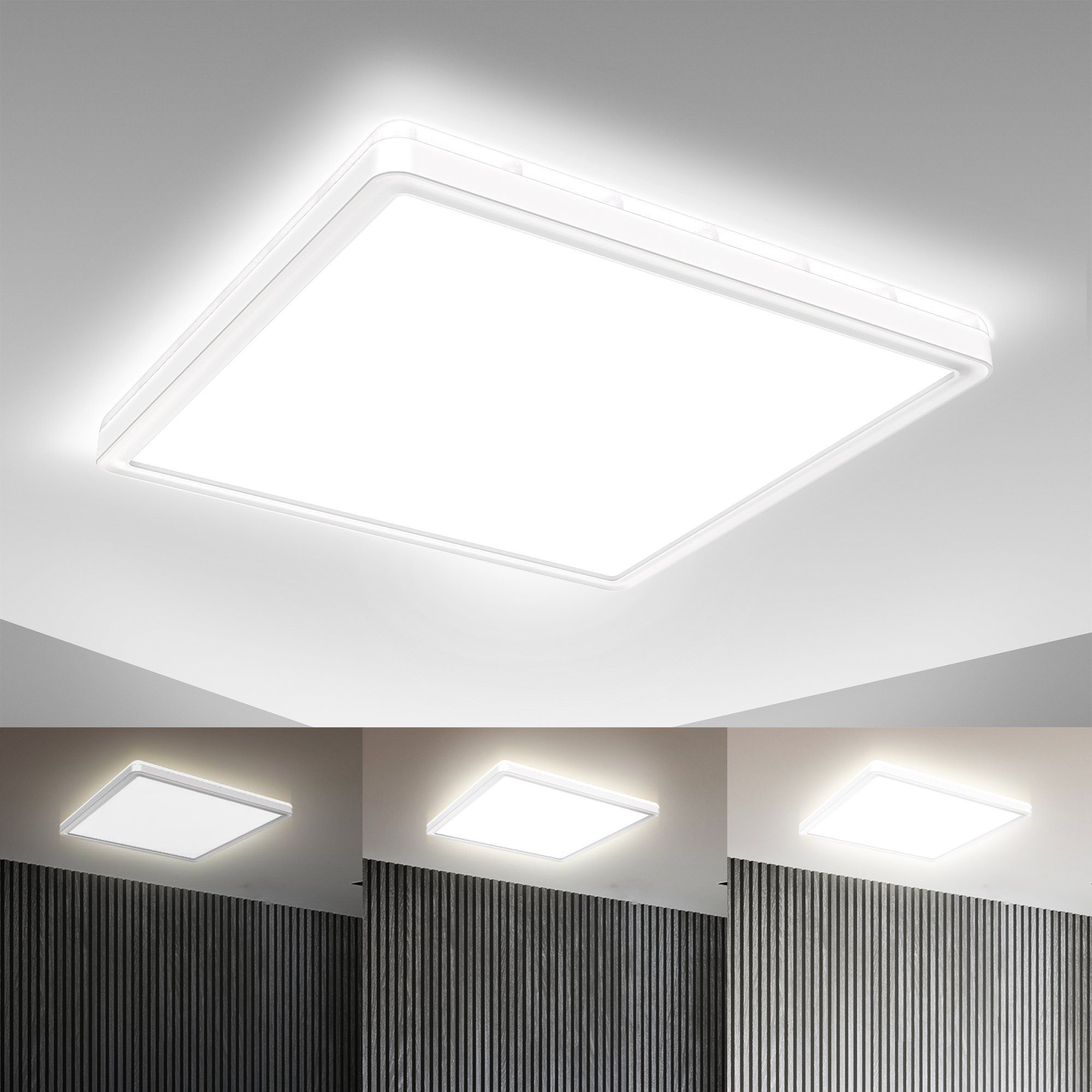 Dimmfunktion, LED Deckenleuchte integriert, Licht, 2.400Lm, 29,3cm Dimmbar, L: Neutralweiß, Licht, B.K.Licht Neutralweißes Deckenlampe, Indirektes 18 BK_DP1311 LED fest LED Watt, Panel Memoryfunktion,